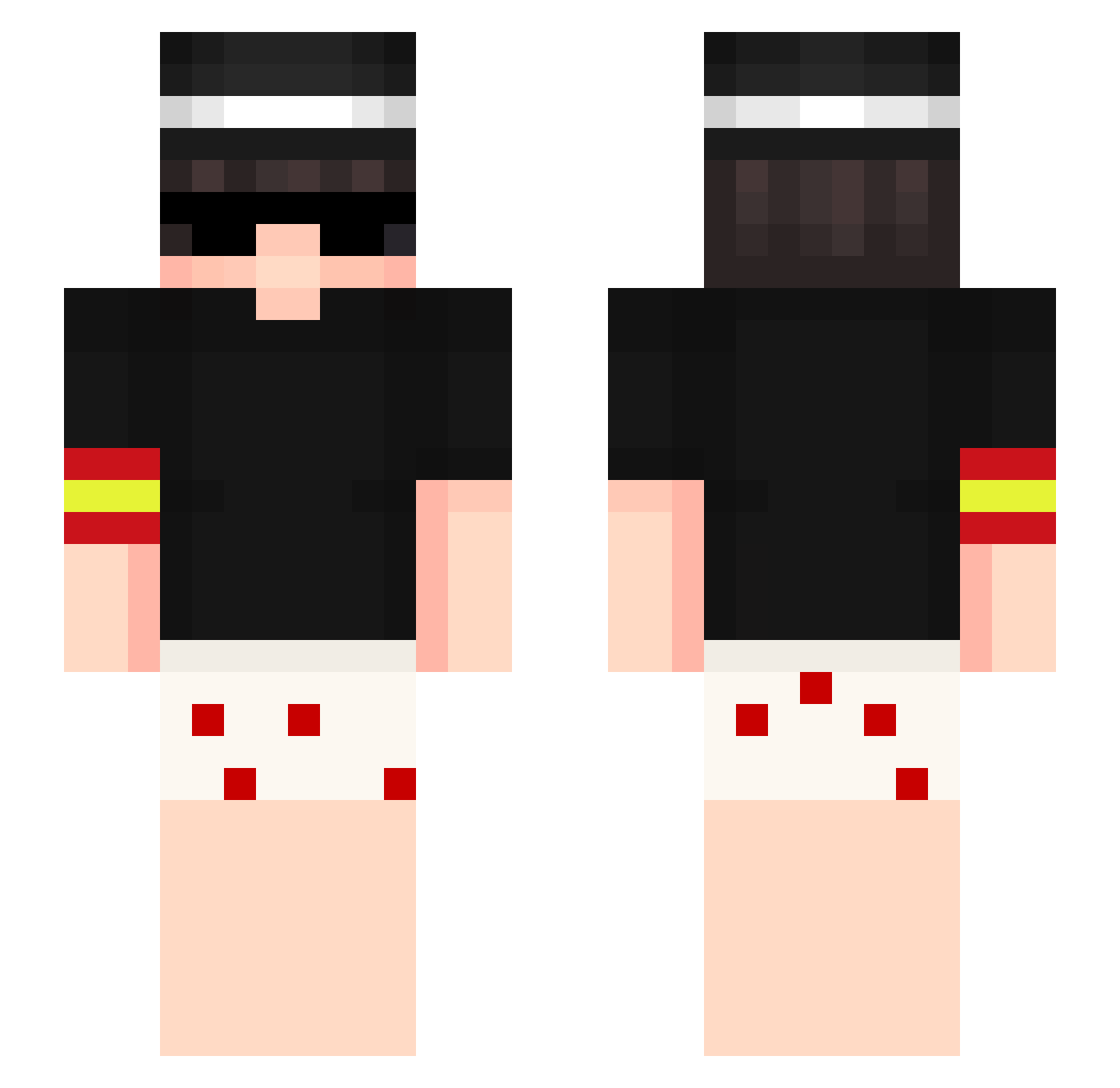 Praktz Minecraft skin, front and back view