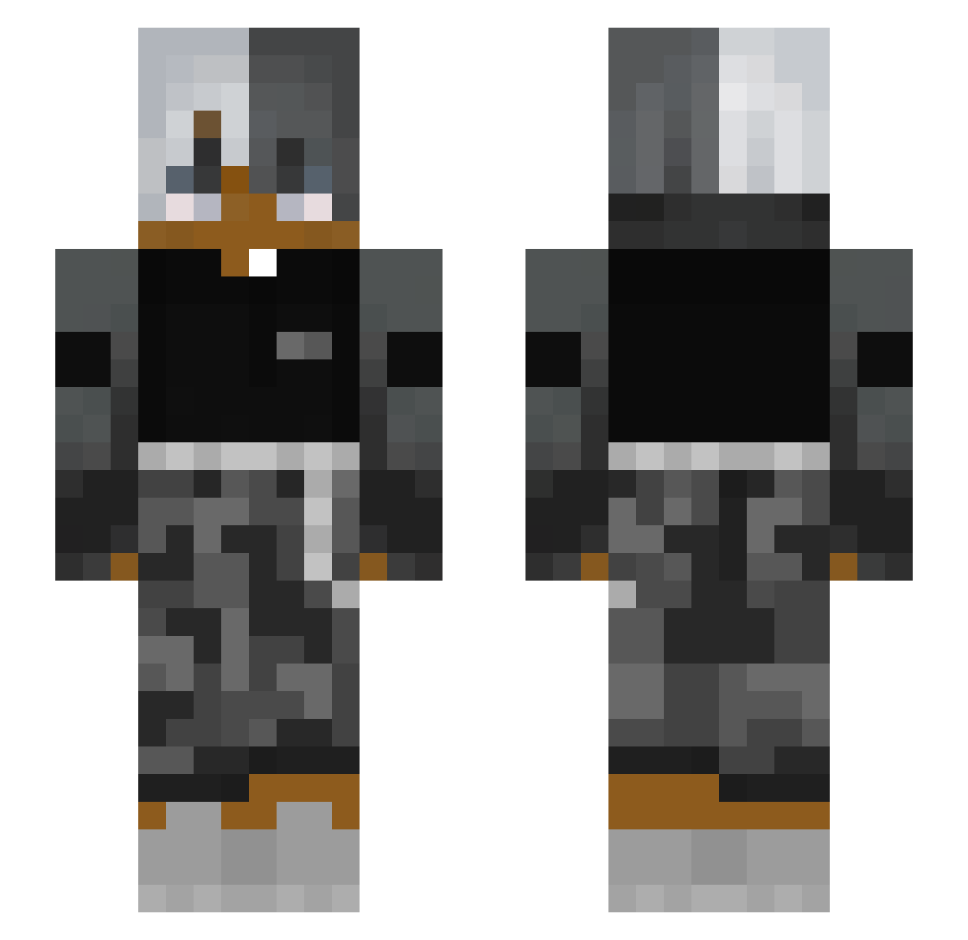 SxynixD Minecraft skin, front and back view