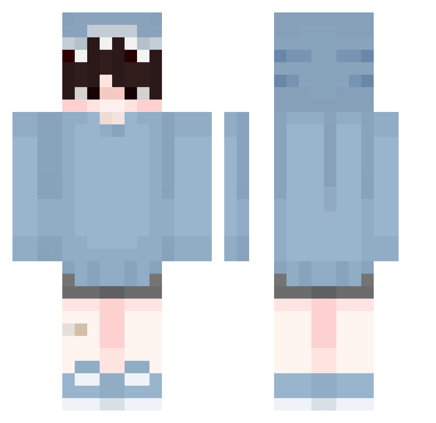 D3N0 Minecraft skin, front and back view