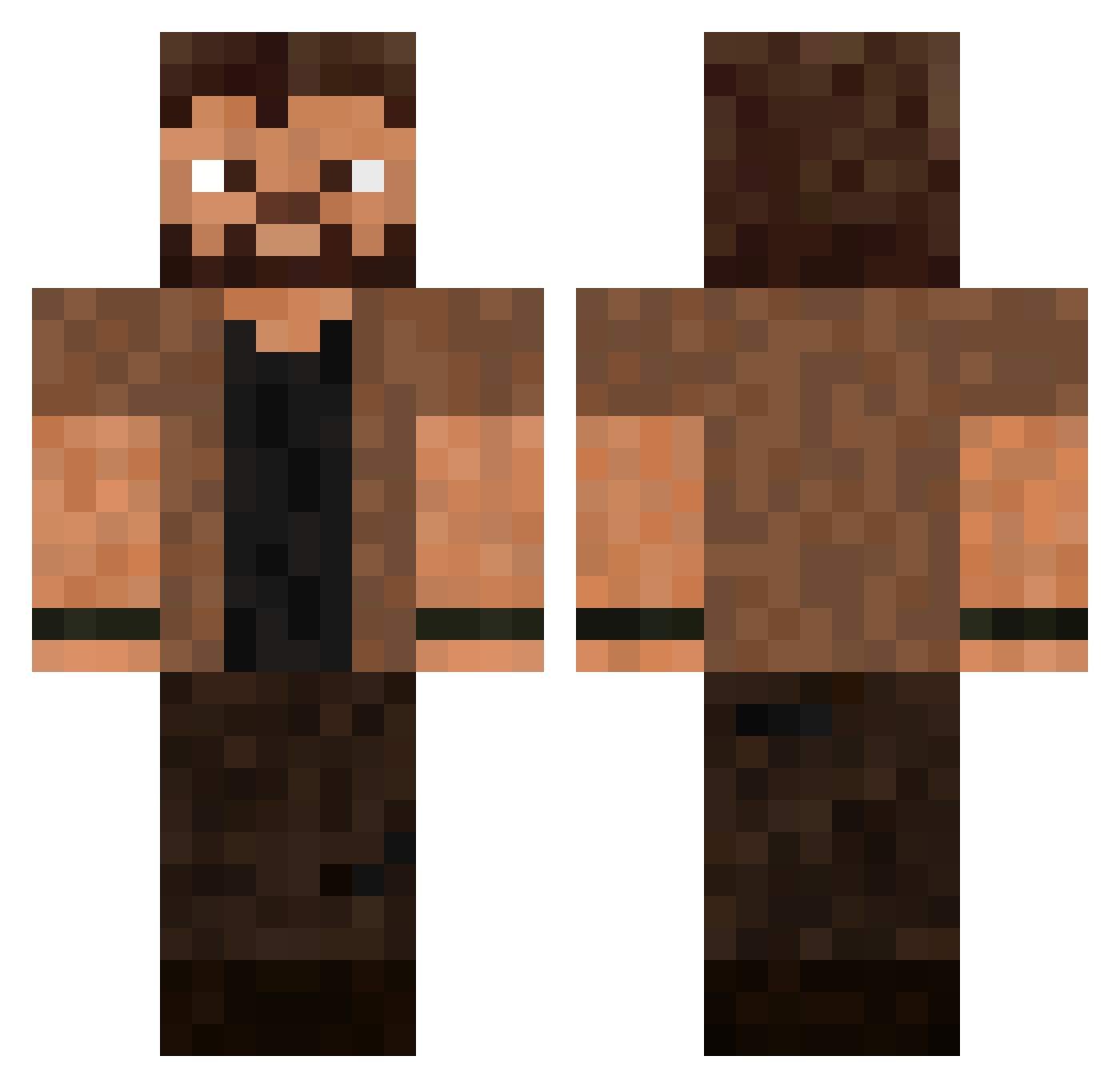 Tyrqic Minecraft skin, front and back view