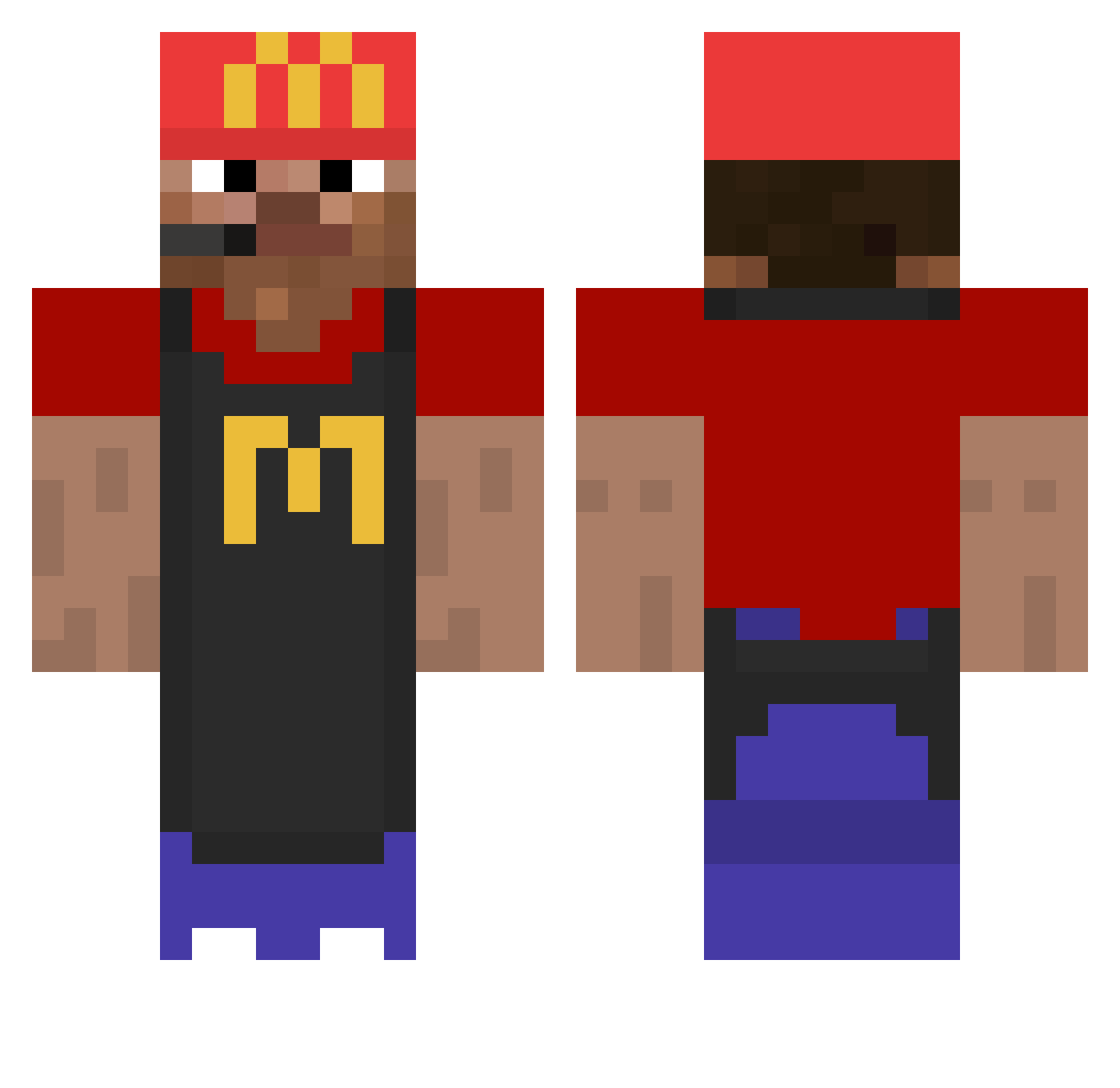 NRNPedrox Minecraft skin, front and back view