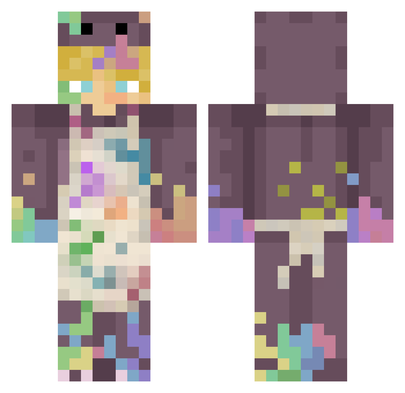 Cleplung Minecraft skin, front and back view