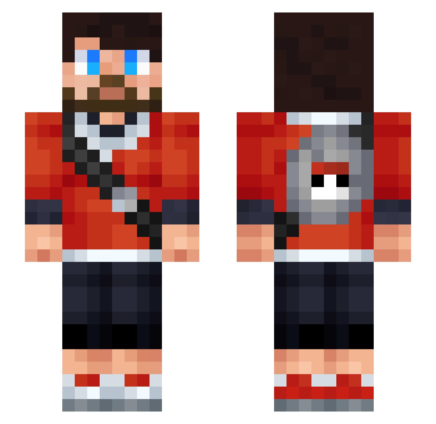 Hadditor Minecraft skin, front and back view