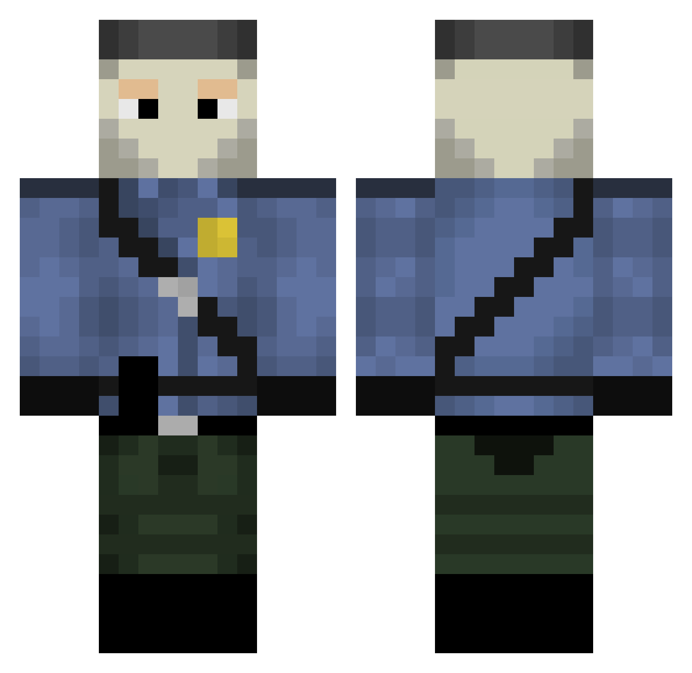 Dafoom Minecraft skin, front and back view