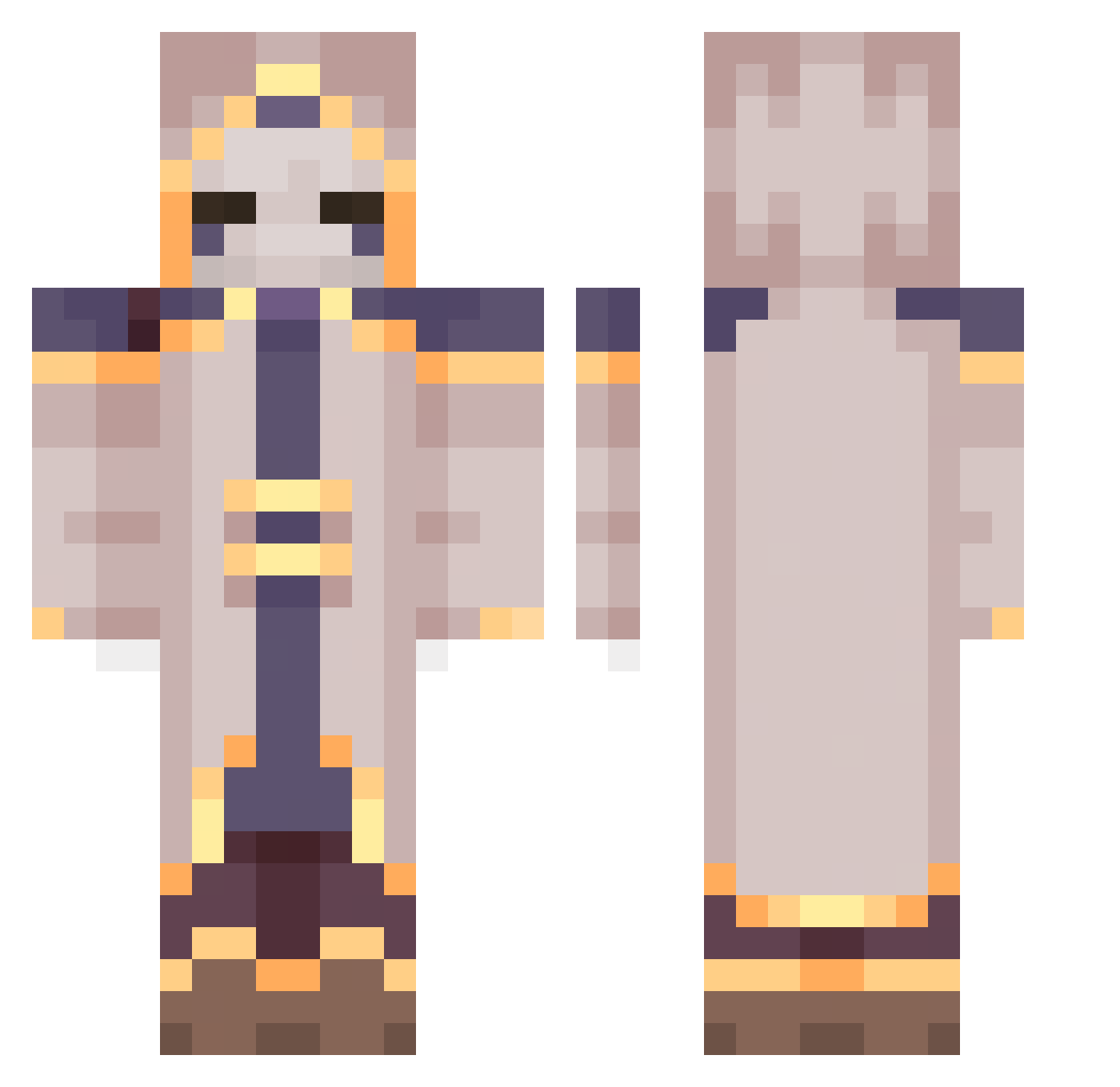 Xilroar Minecraft skin, front and back view
