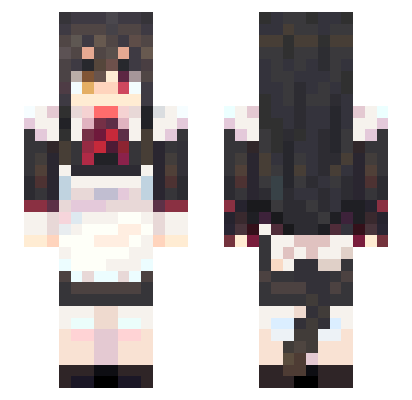 kuro0TUT Minecraft skin, front and back view