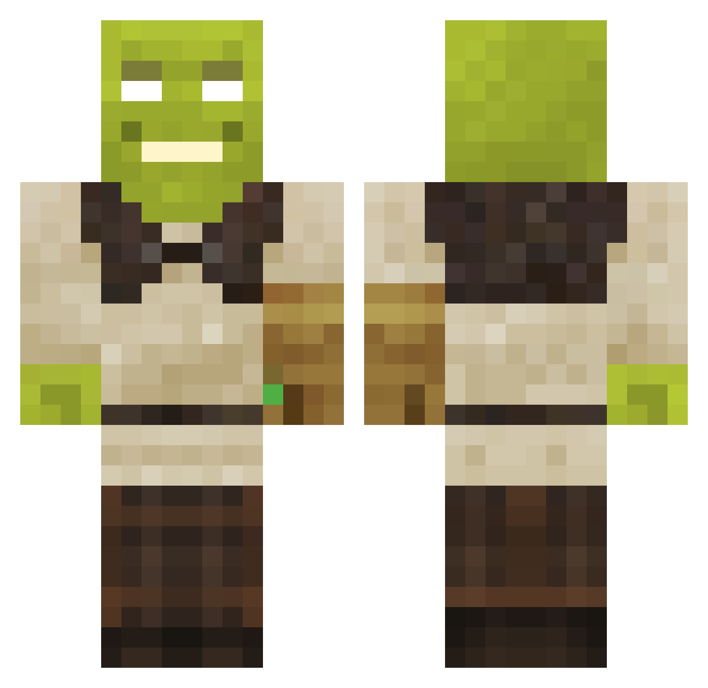 Pruhaps Minecraft skin, front and back view