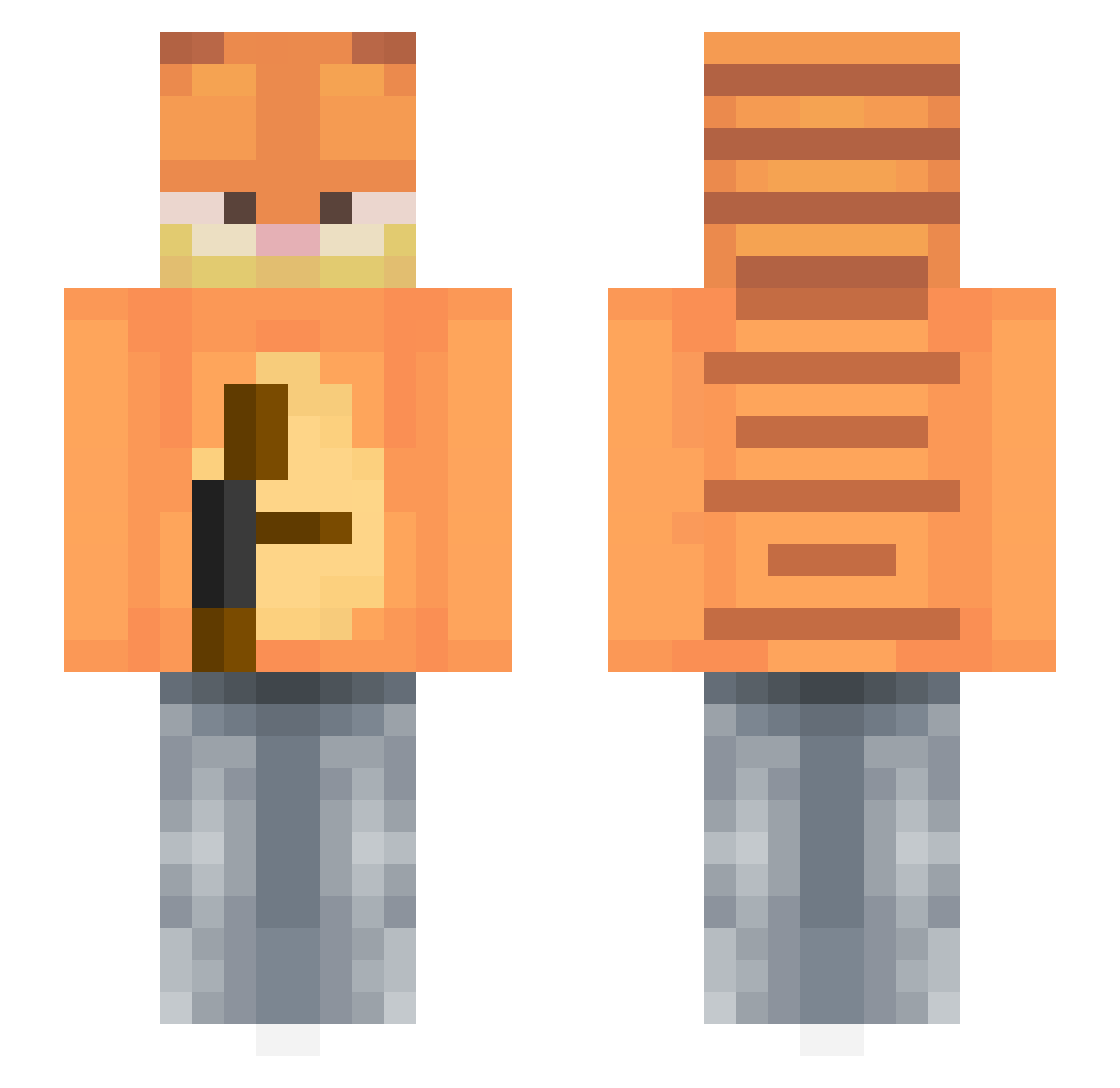 qnaile Minecraft skin, front and back view