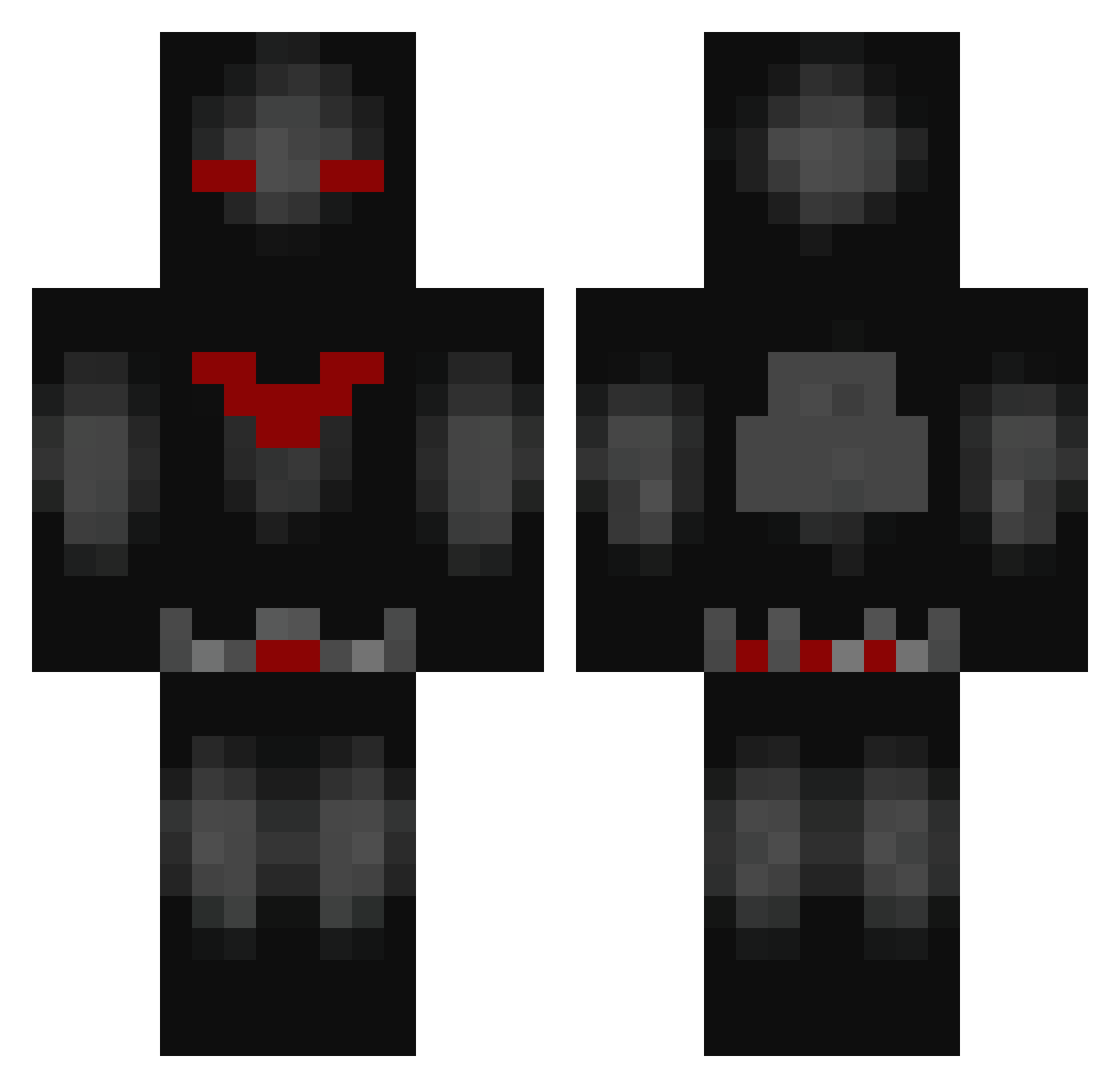 Penal Minecraft skin, front and back view
