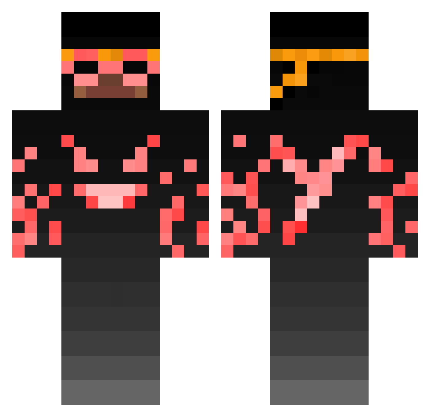 GrubyZawiadowca Minecraft skin, front and back view