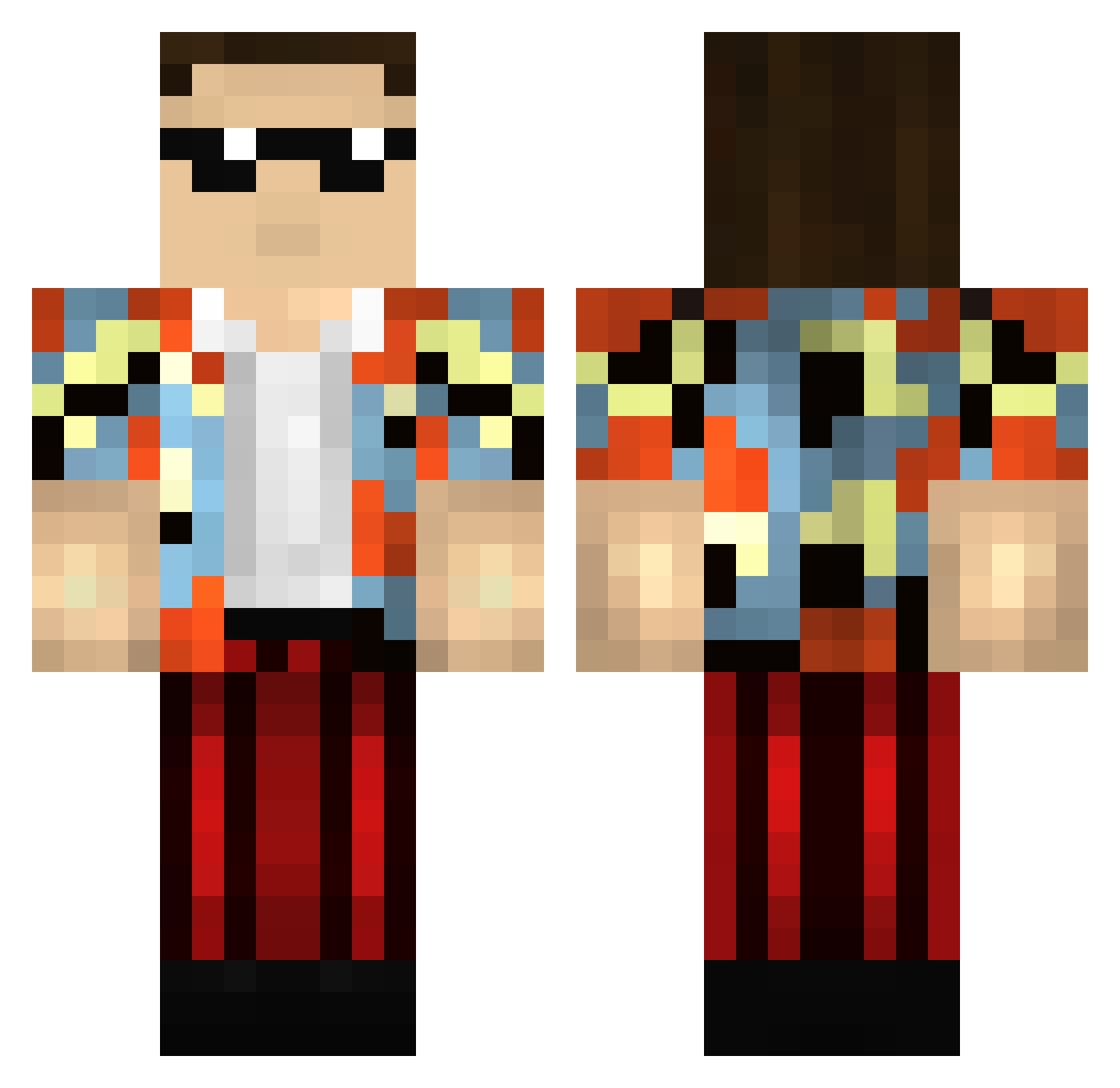 JaketheStallion Minecraft skin, front and back view