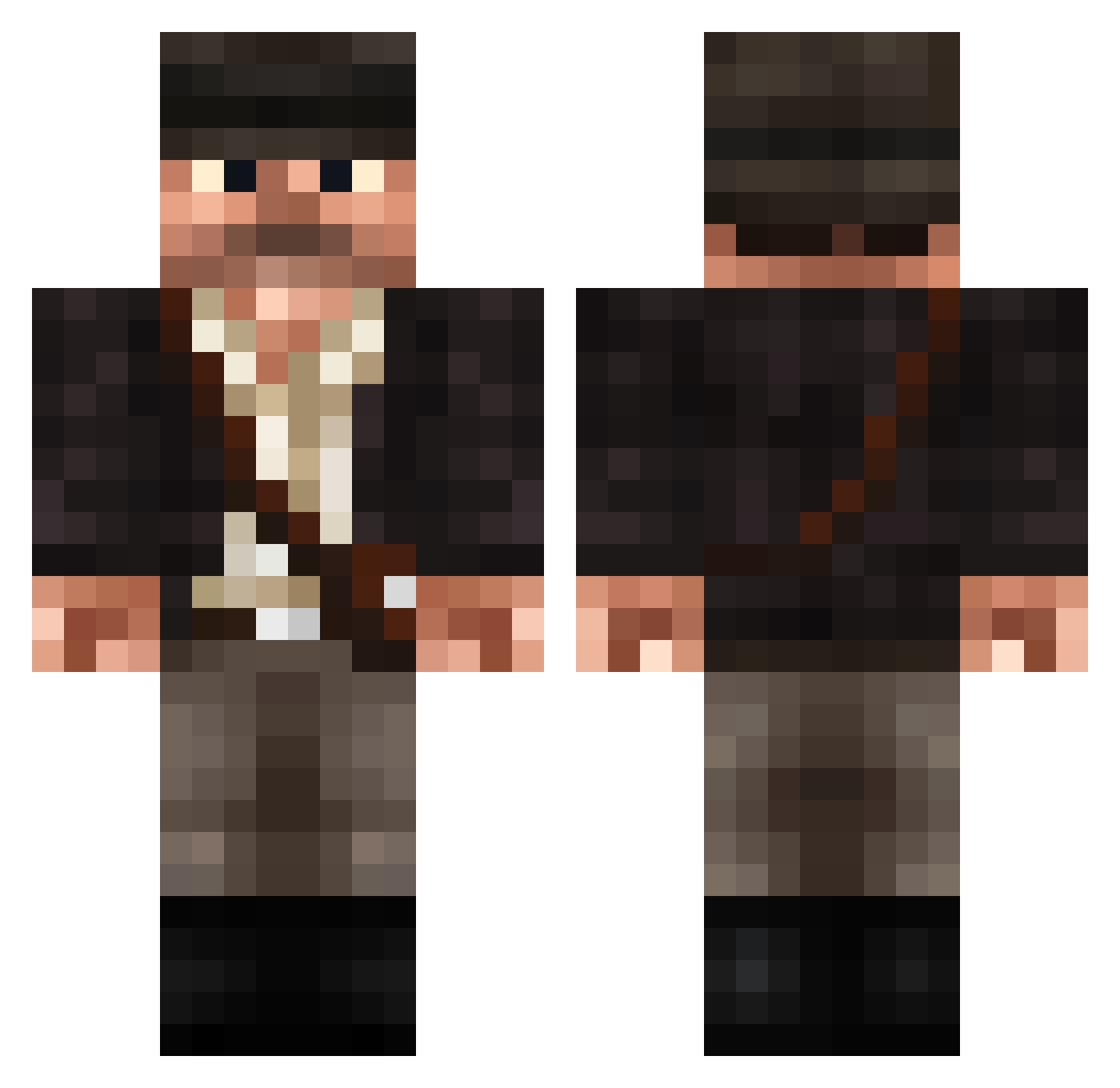 Phoresis Minecraft skin, front and back view