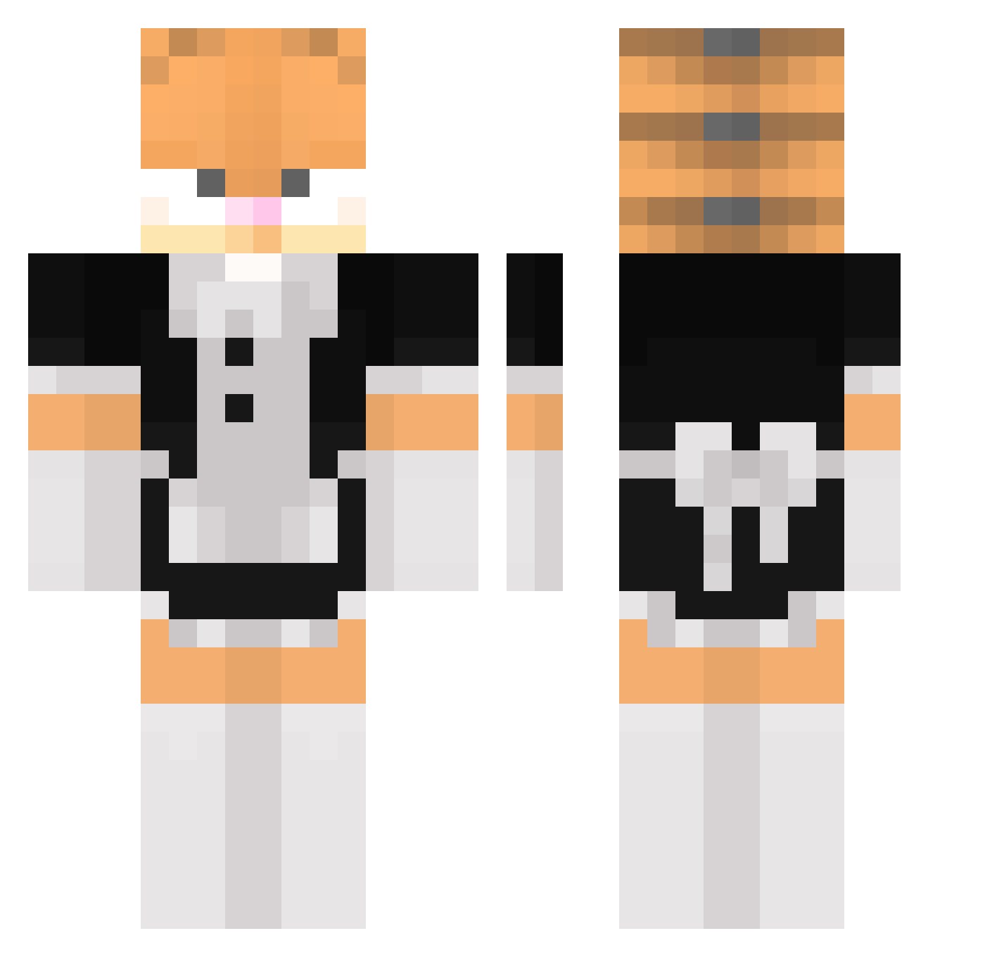 OrangeChimp Minecraft skin, front and back view