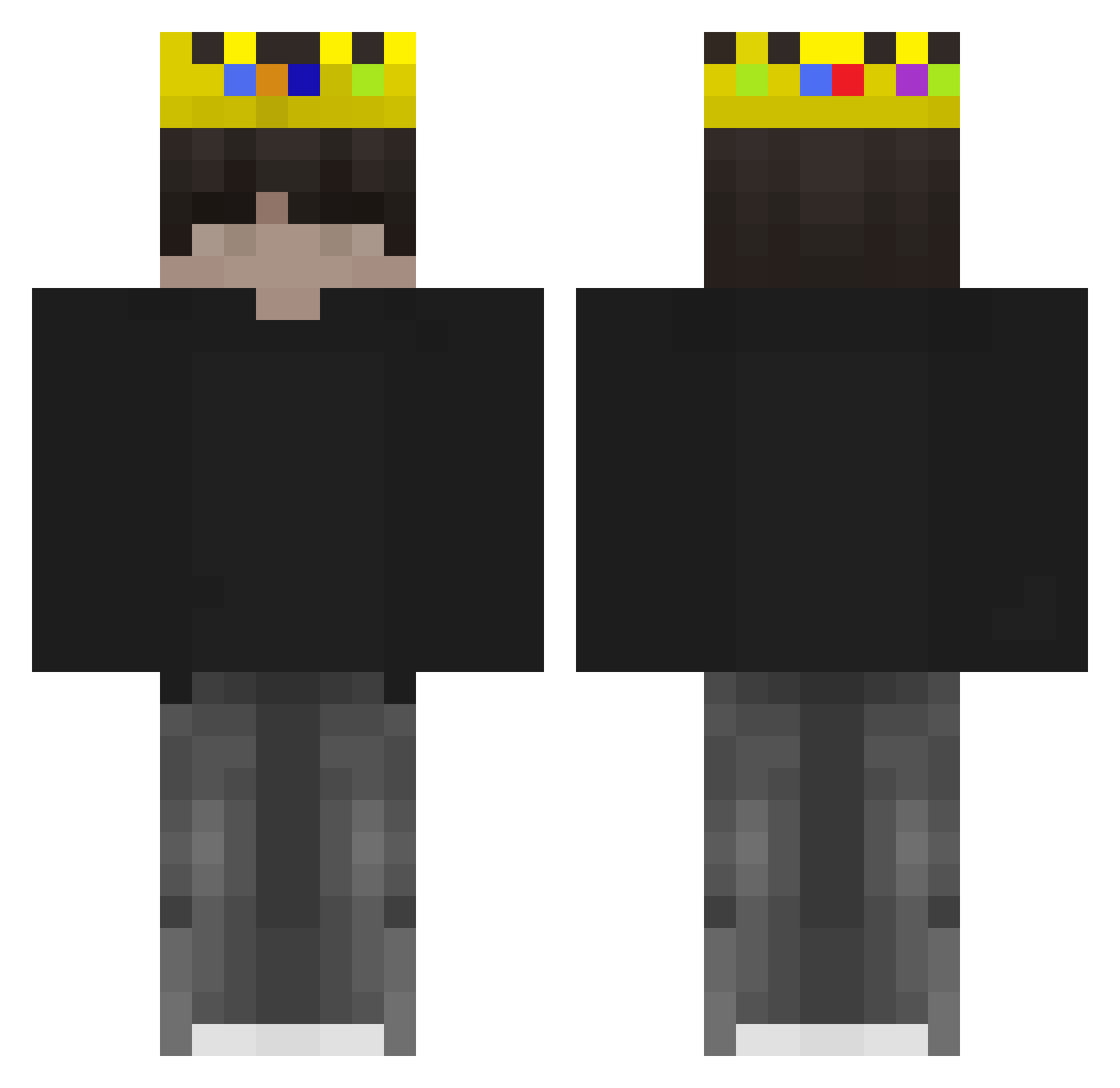 xFri3zy Minecraft skin, front and back view