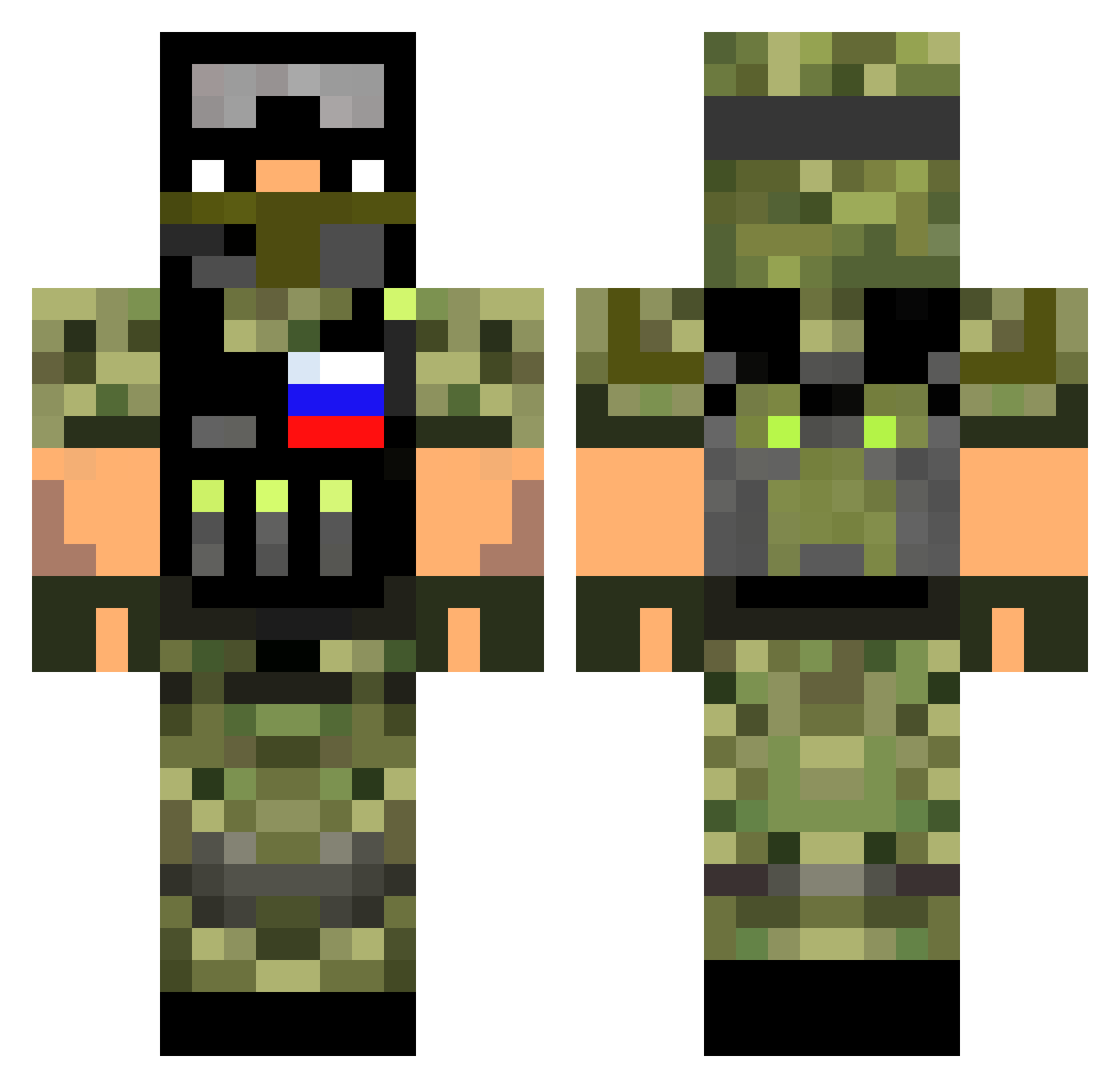 Offizier_VS Minecraft skin, front and back view