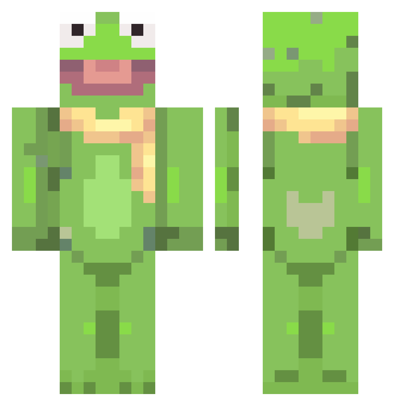 ThisBabyYoda Minecraft skin, front and back view