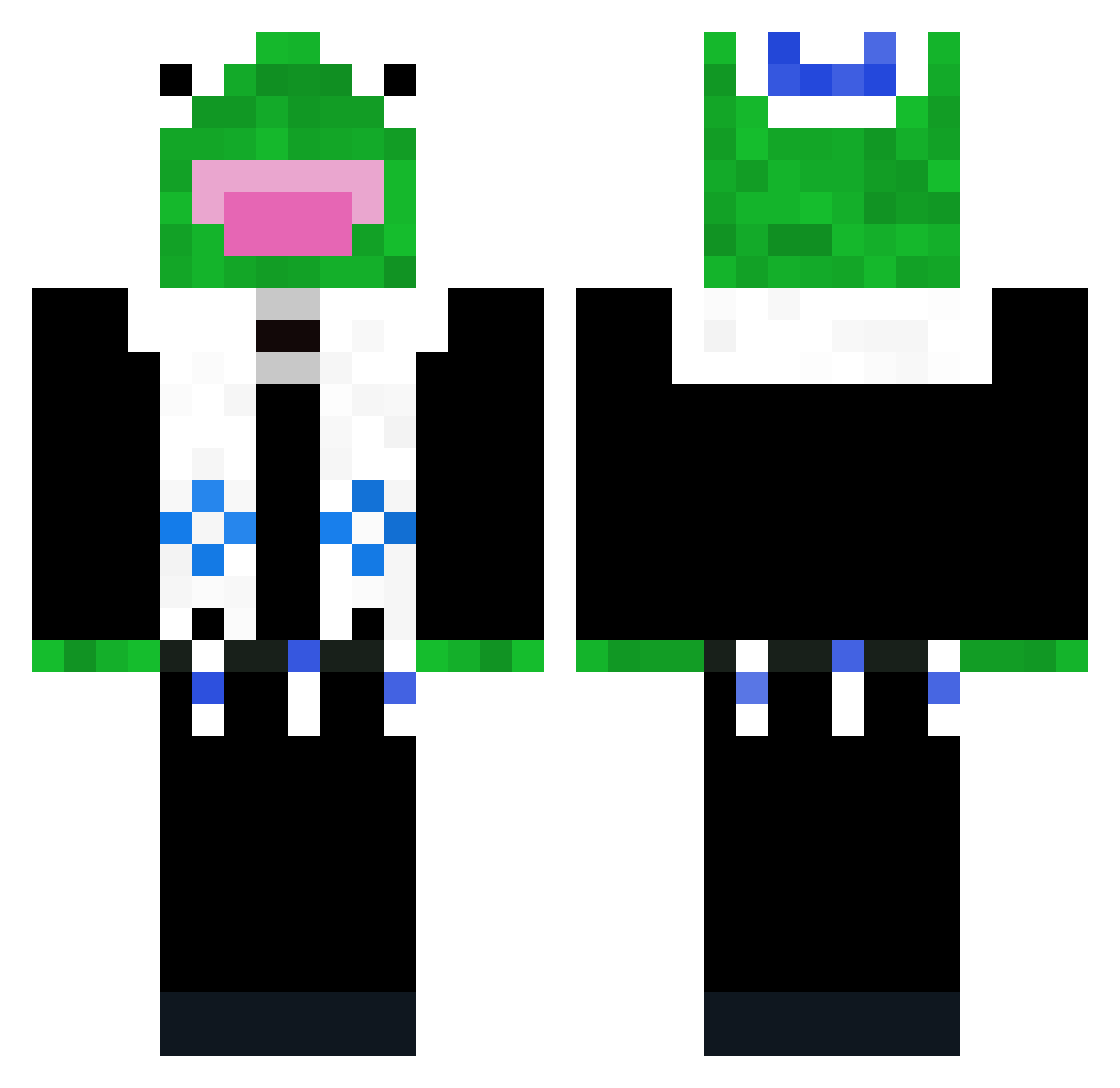 Exospherical Minecraft skin, front and back view