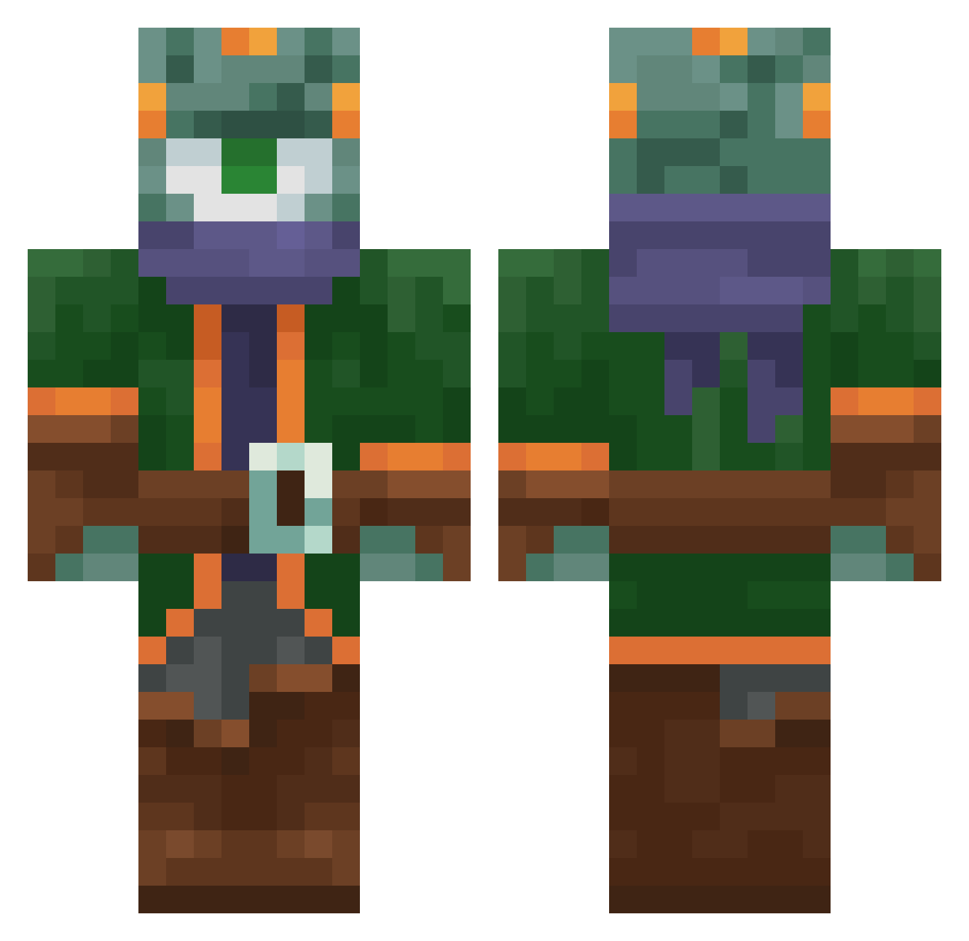 Nicobian Minecraft skin, front and back view