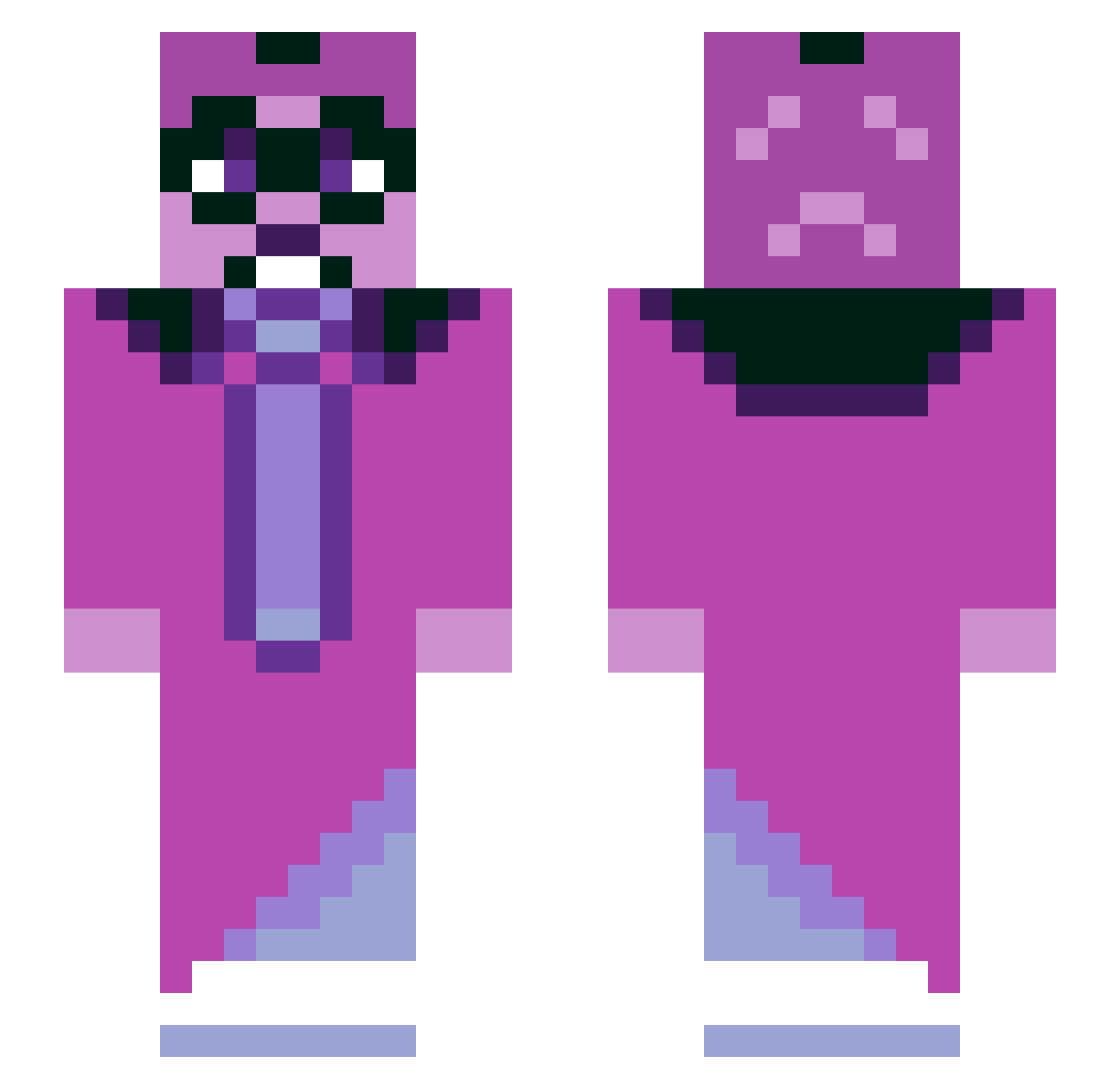 nonobjection Minecraft skin, front and back view