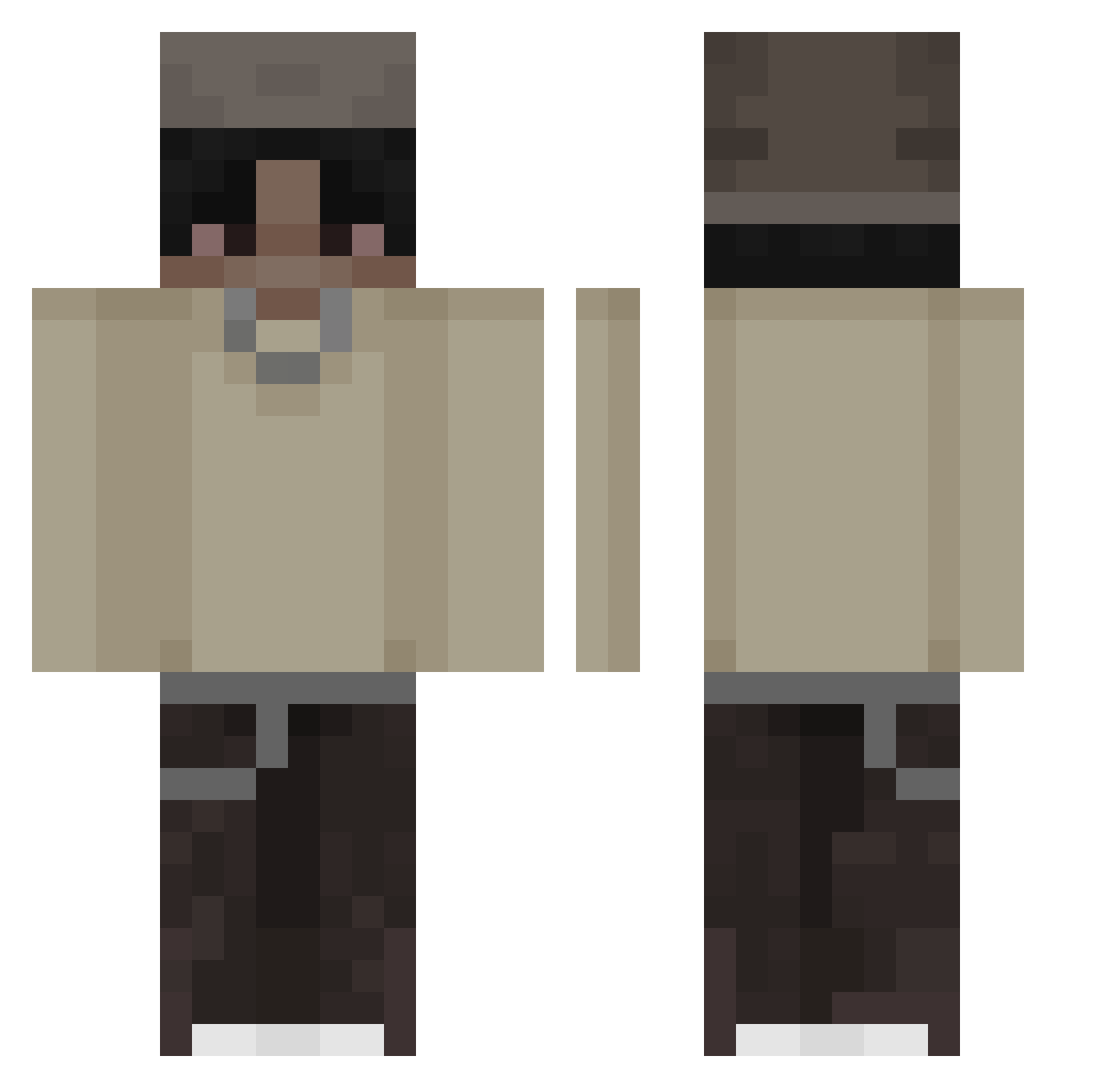 Zuhnt Minecraft skin, front and back view