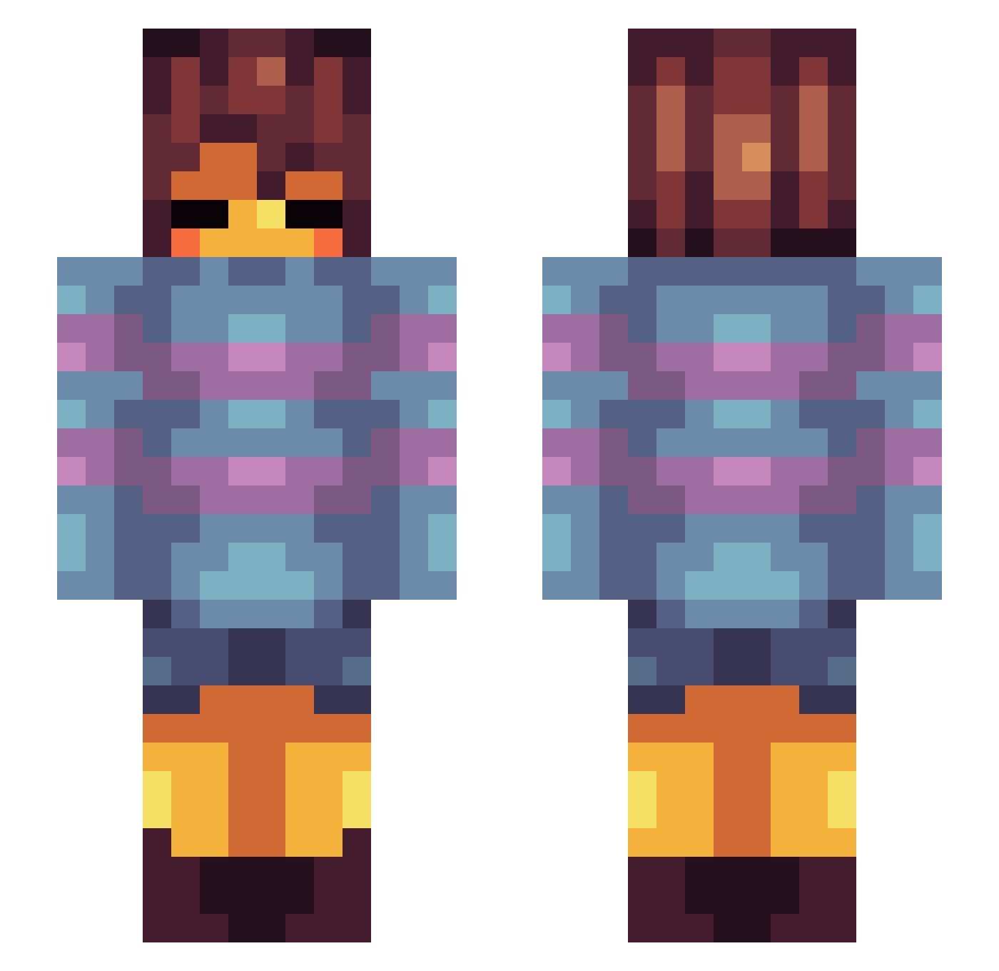 Letonas Minecraft skin, front and back view