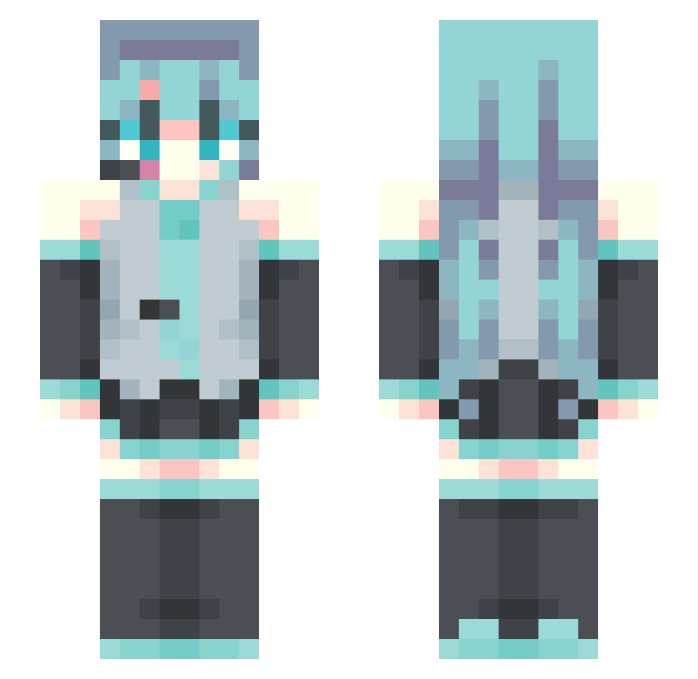 SNDR_GND Minecraft skin, front and back view
