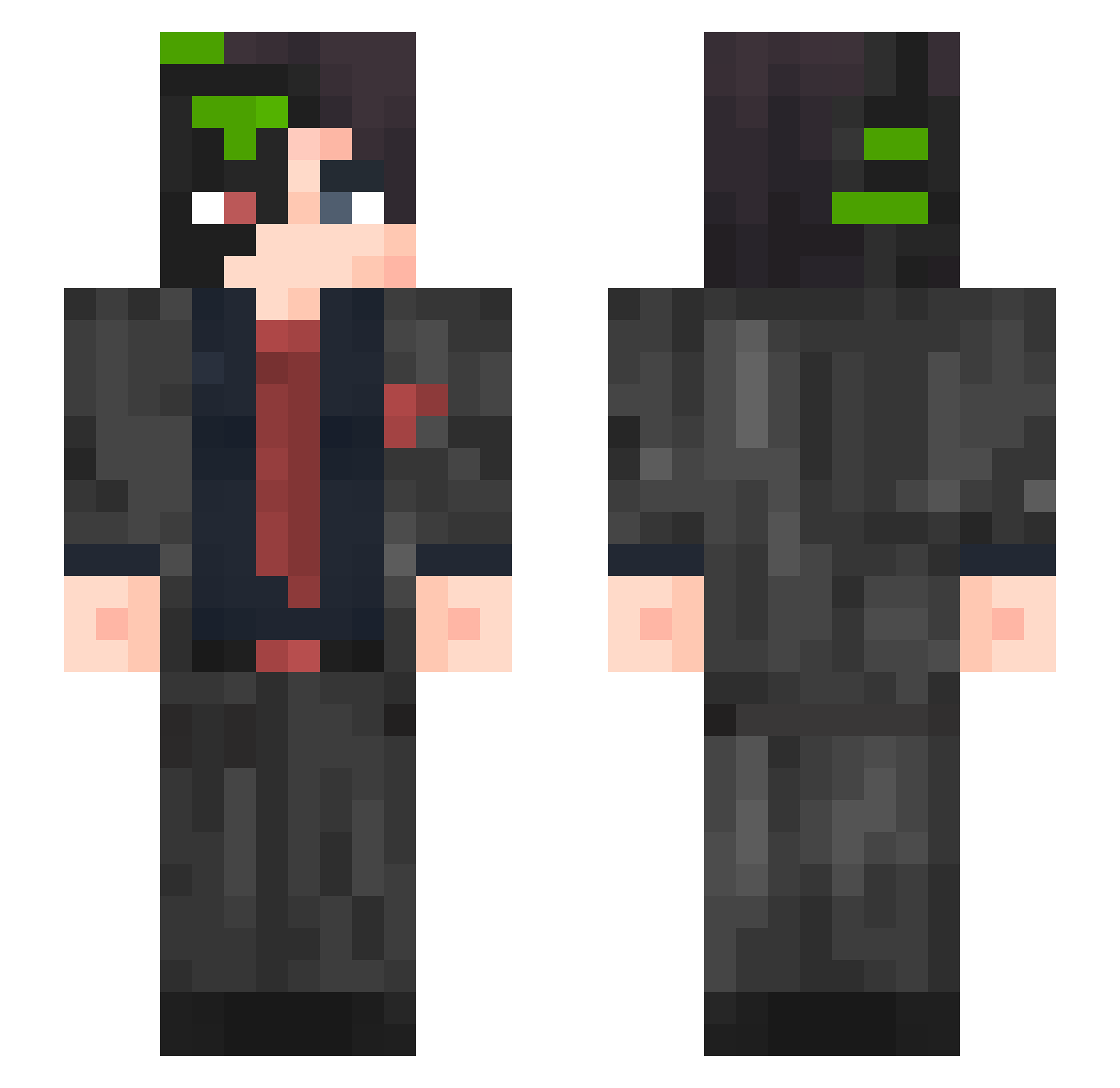 Krollikss Minecraft skin, front and back view