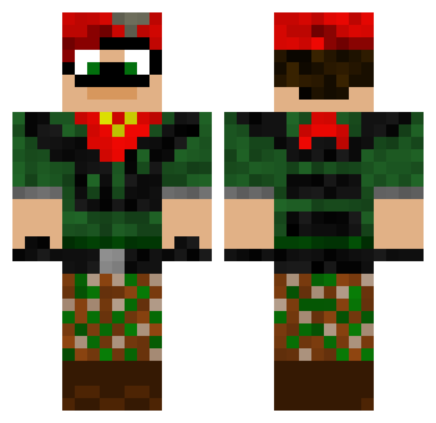 notlands Minecraft skin, front and back view
