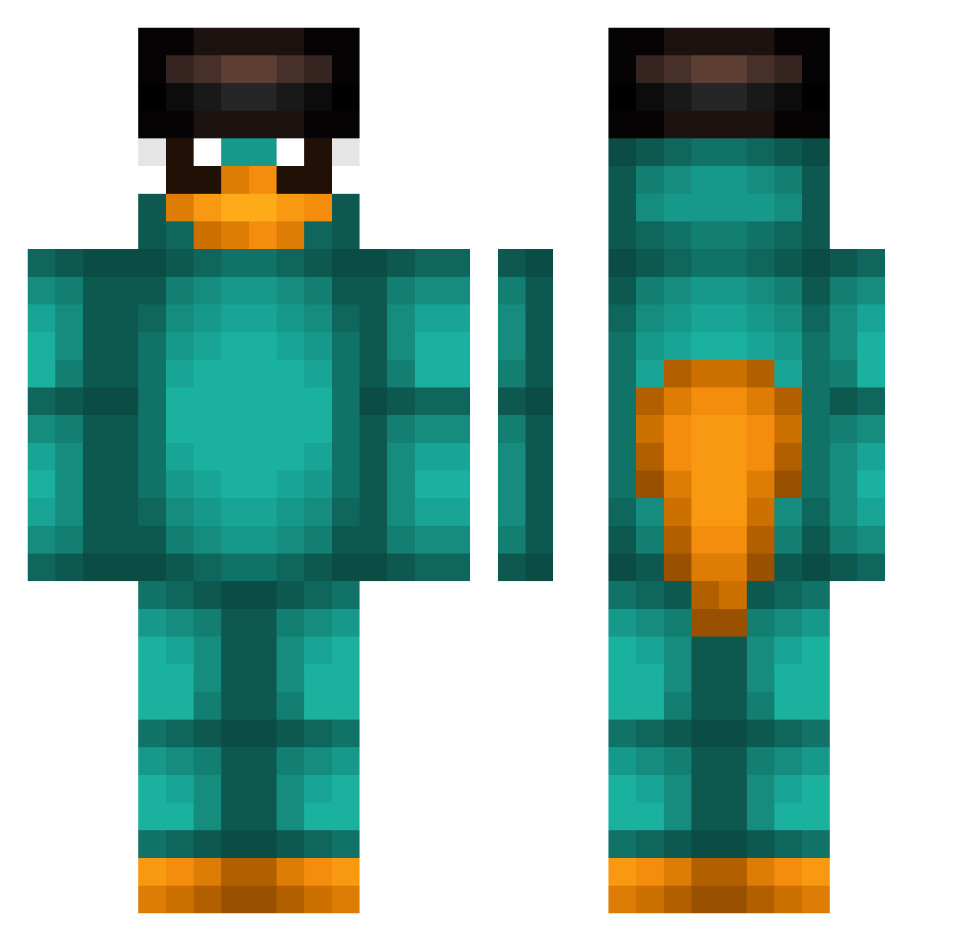 NiceFrostie Minecraft skin, front and back view
