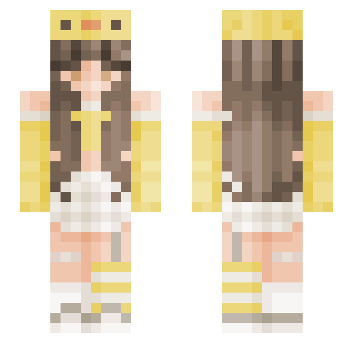 AbiiRa Minecraft skin, front and back view