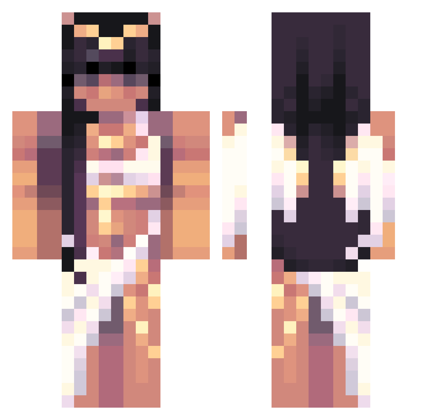 BigHeaded Minecraft skin, front and back view