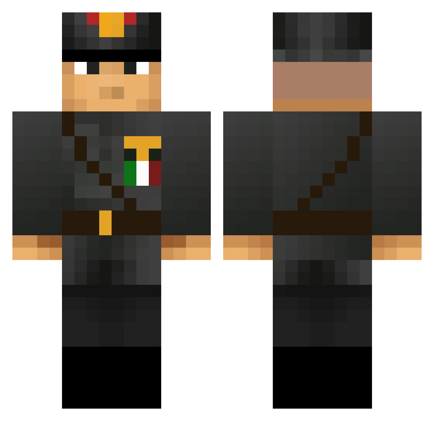 Antek08090 Minecraft skin, front and back view