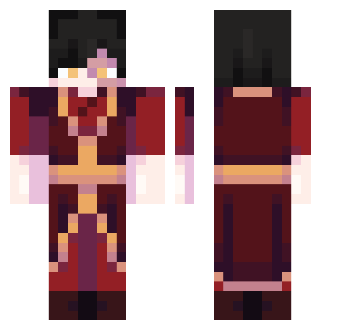 HovenH Minecraft skin, front and back view