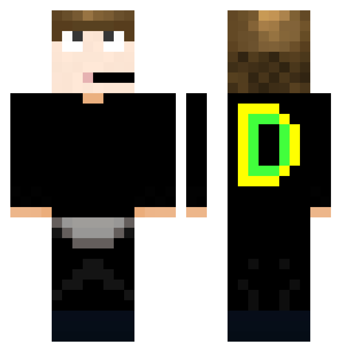 CleverDino Minecraft skin, front and back view