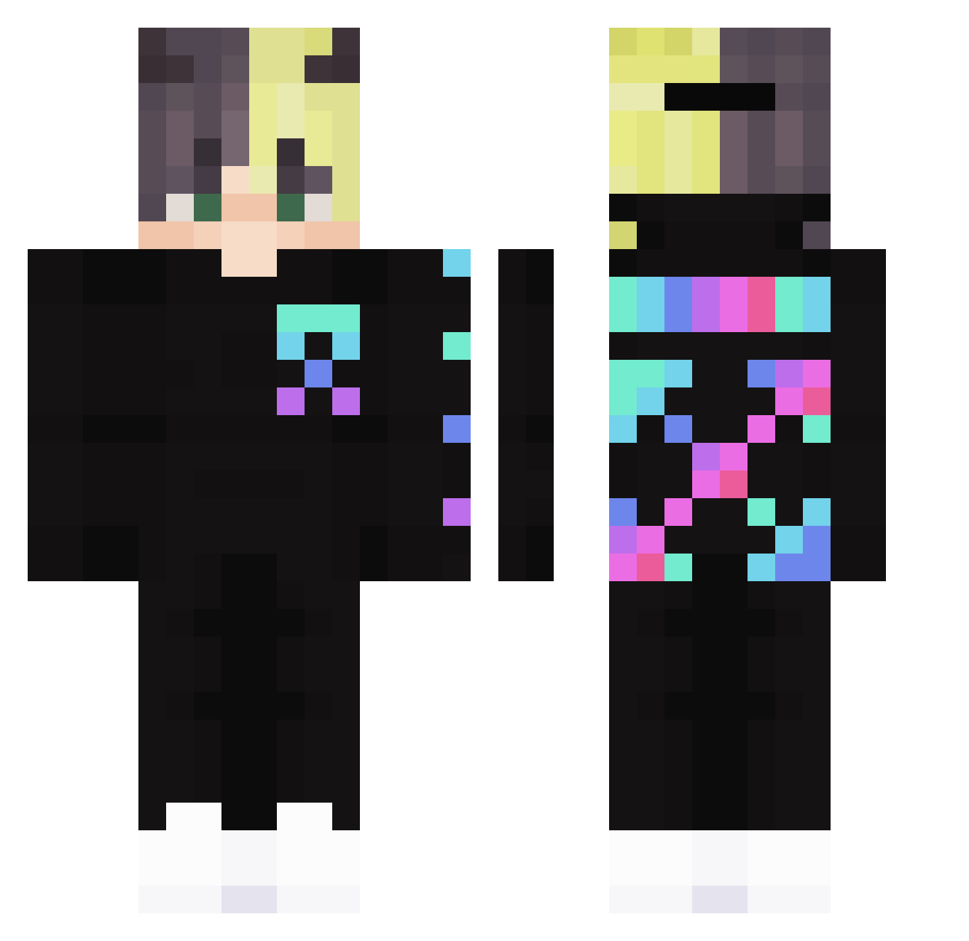 Maeddi Minecraft skin, front and back view