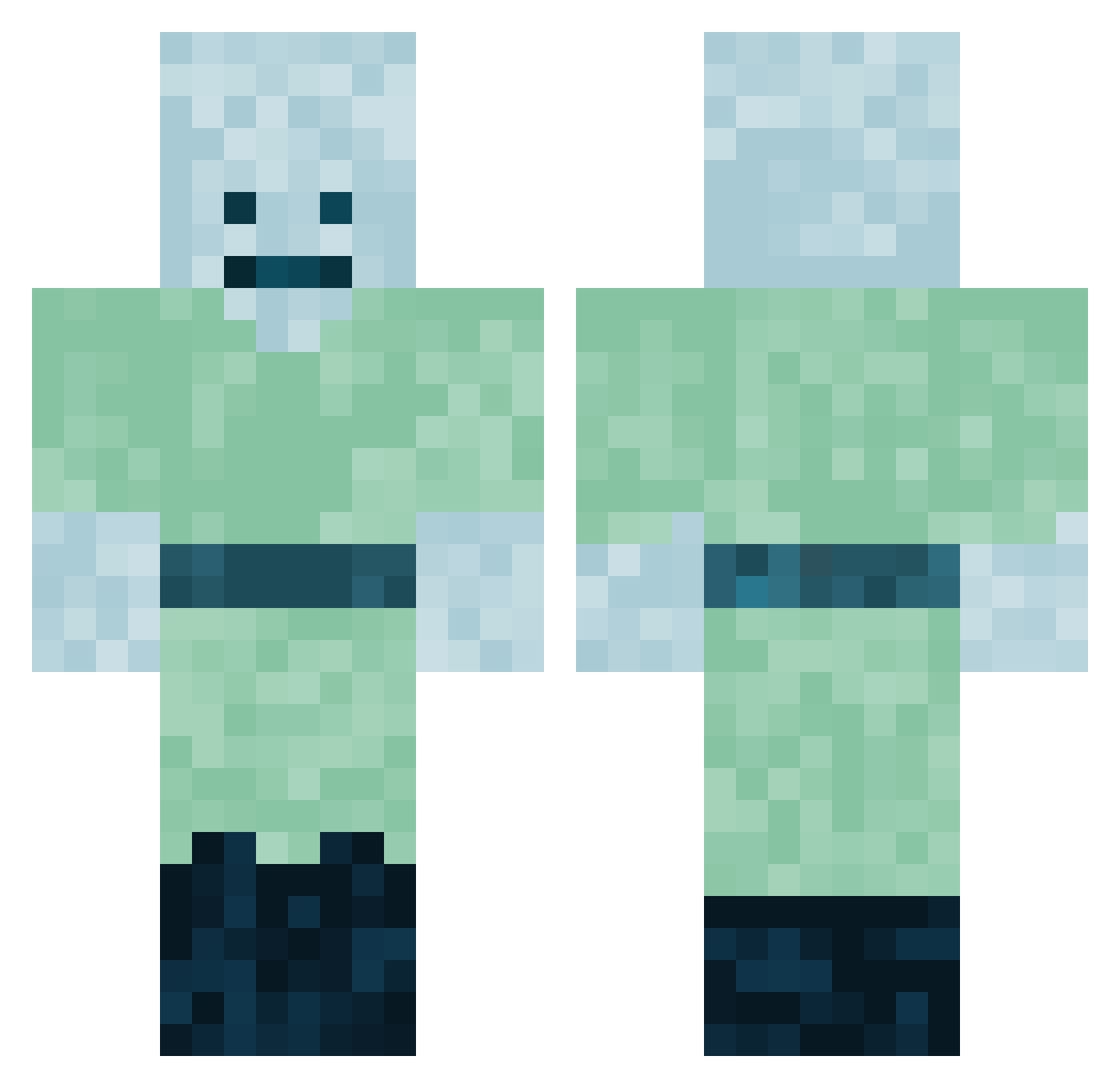 Polybe Minecraft skin, front and back view