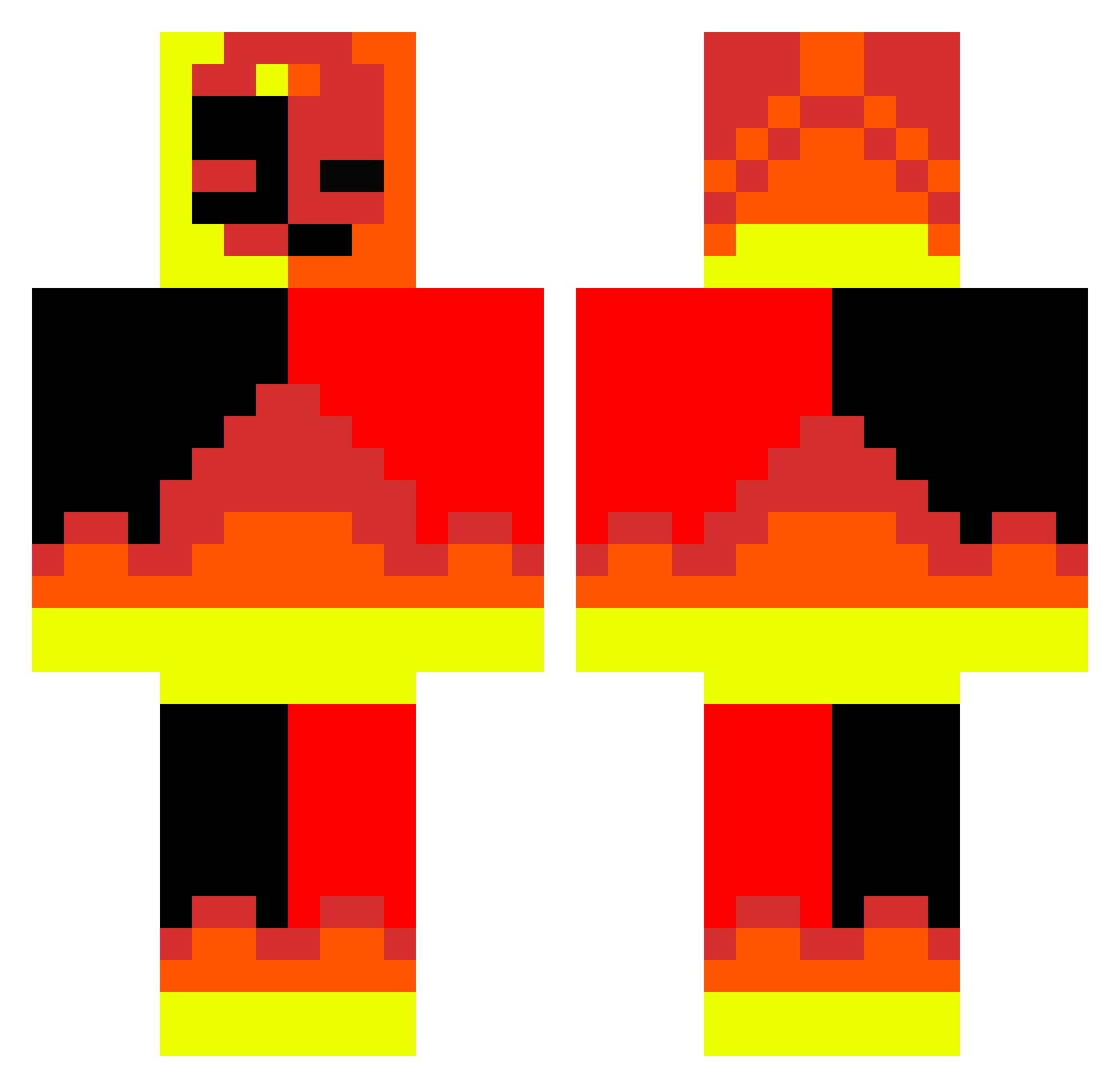 YTjumpi Minecraft skin, front and back view