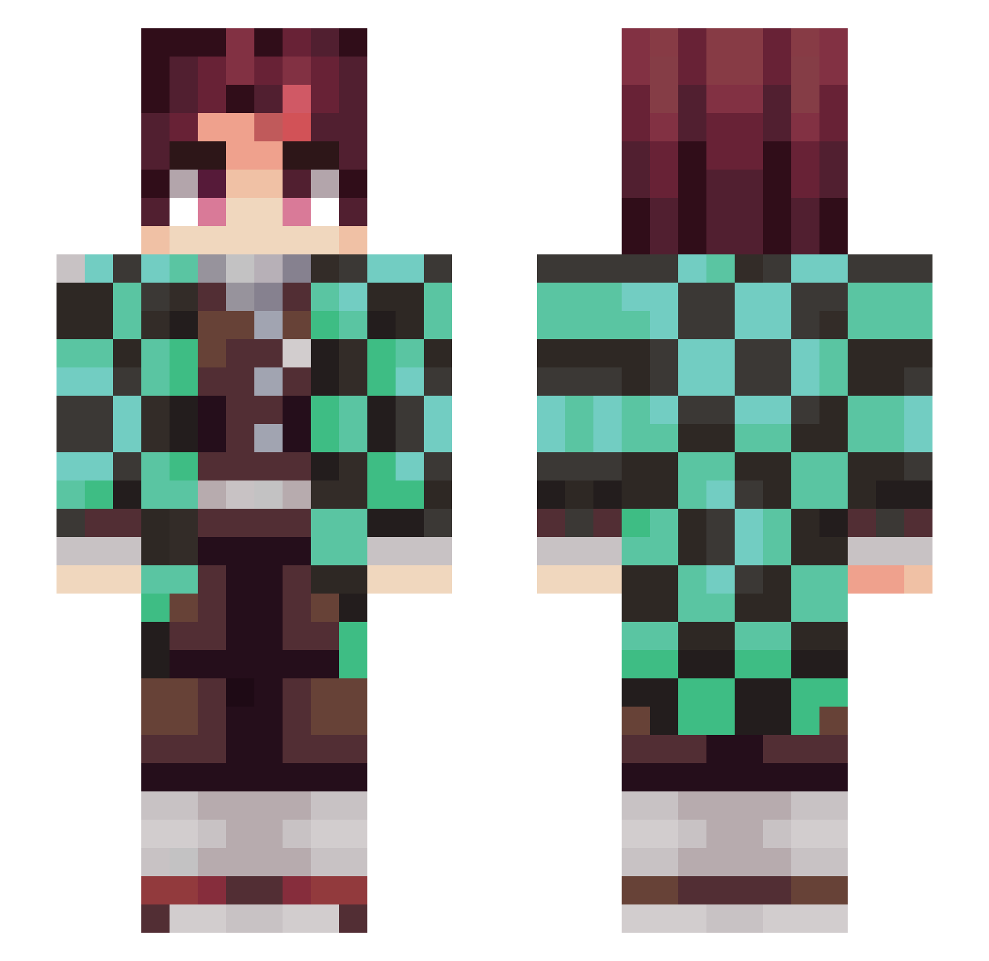 restzyy Minecraft skin, front and back view