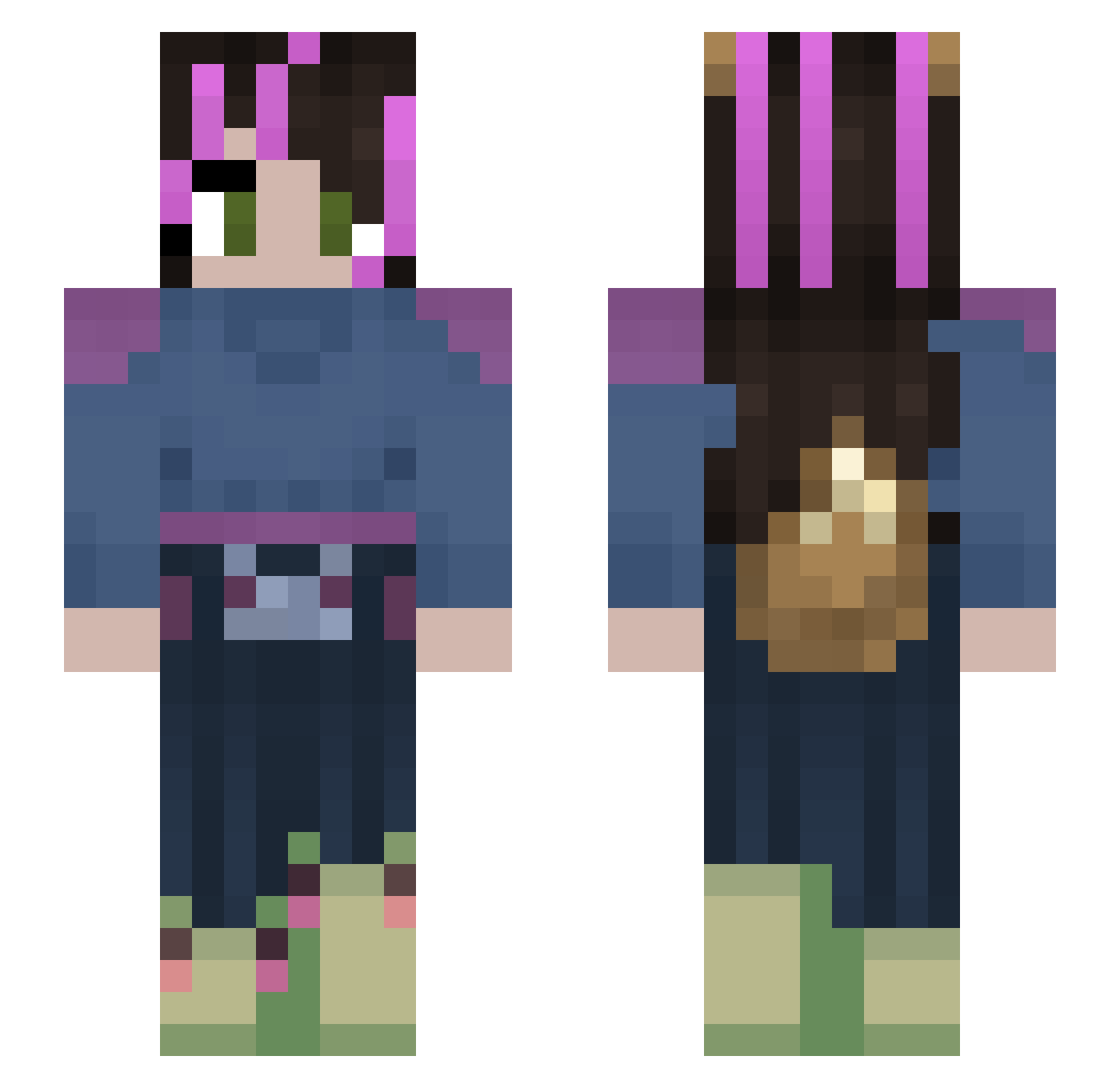 Loveanimeeevee Minecraft skin, front and back view