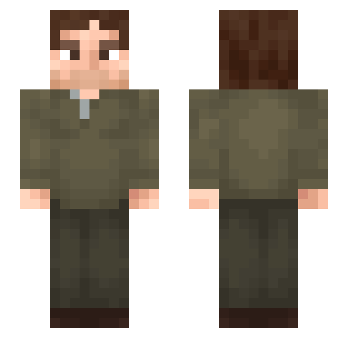 V_Masuka Minecraft skin, front and back view