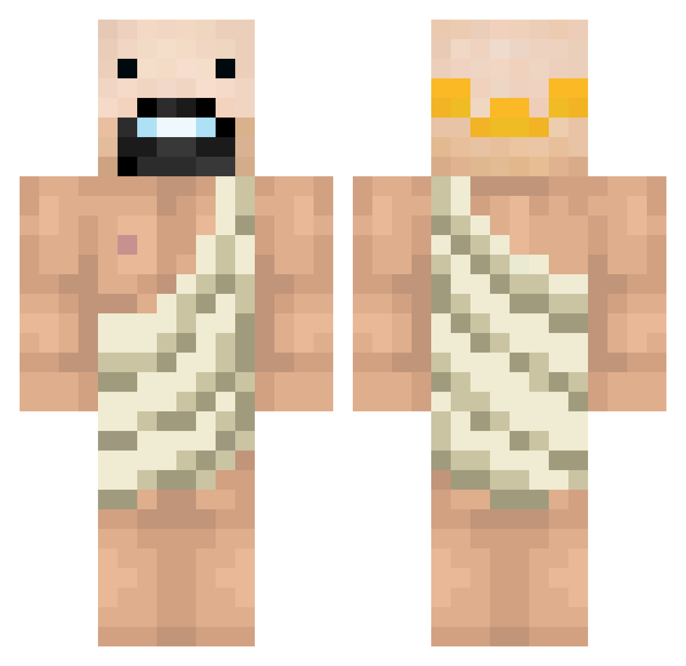 PilereQ Minecraft skin, front and back view