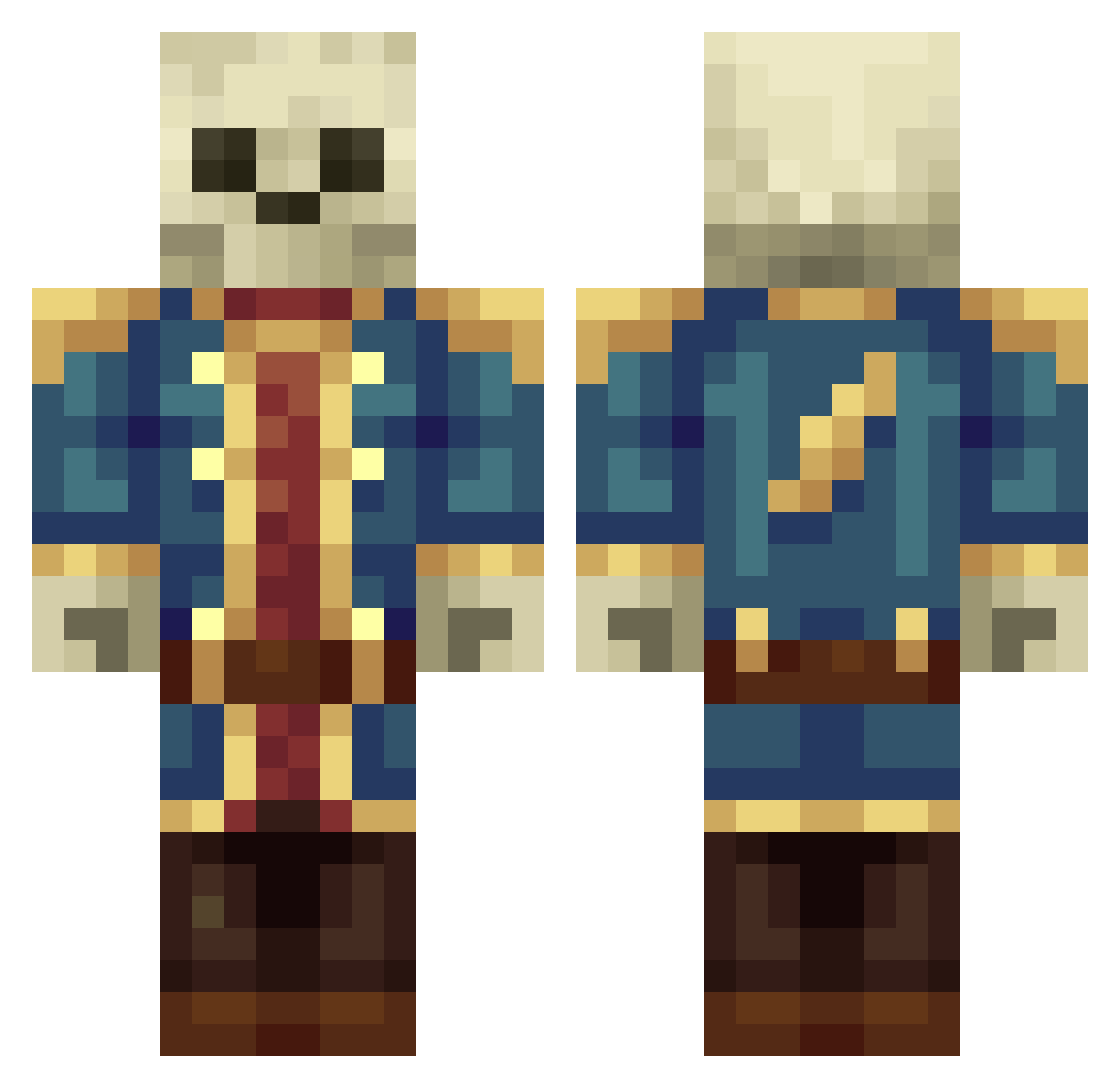 Tino2108 Minecraft skin, front and back view
