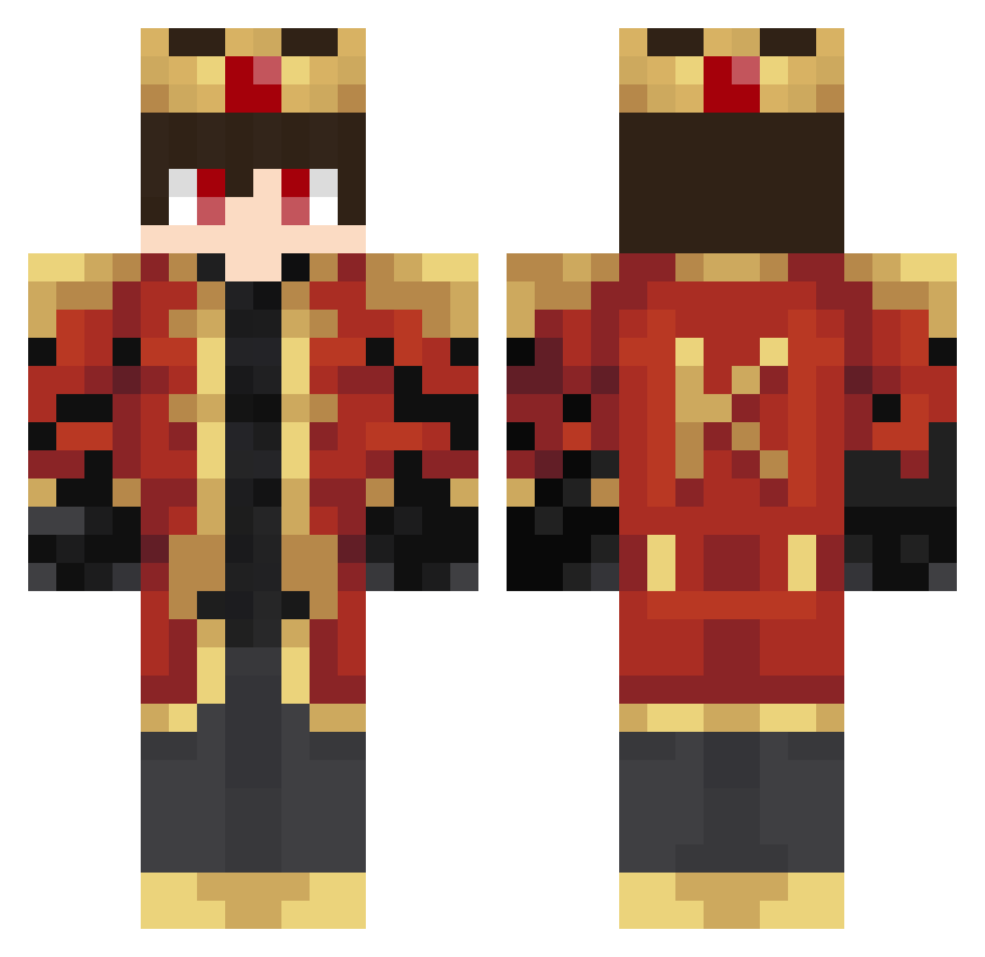Sann2k Minecraft skin, front and back view