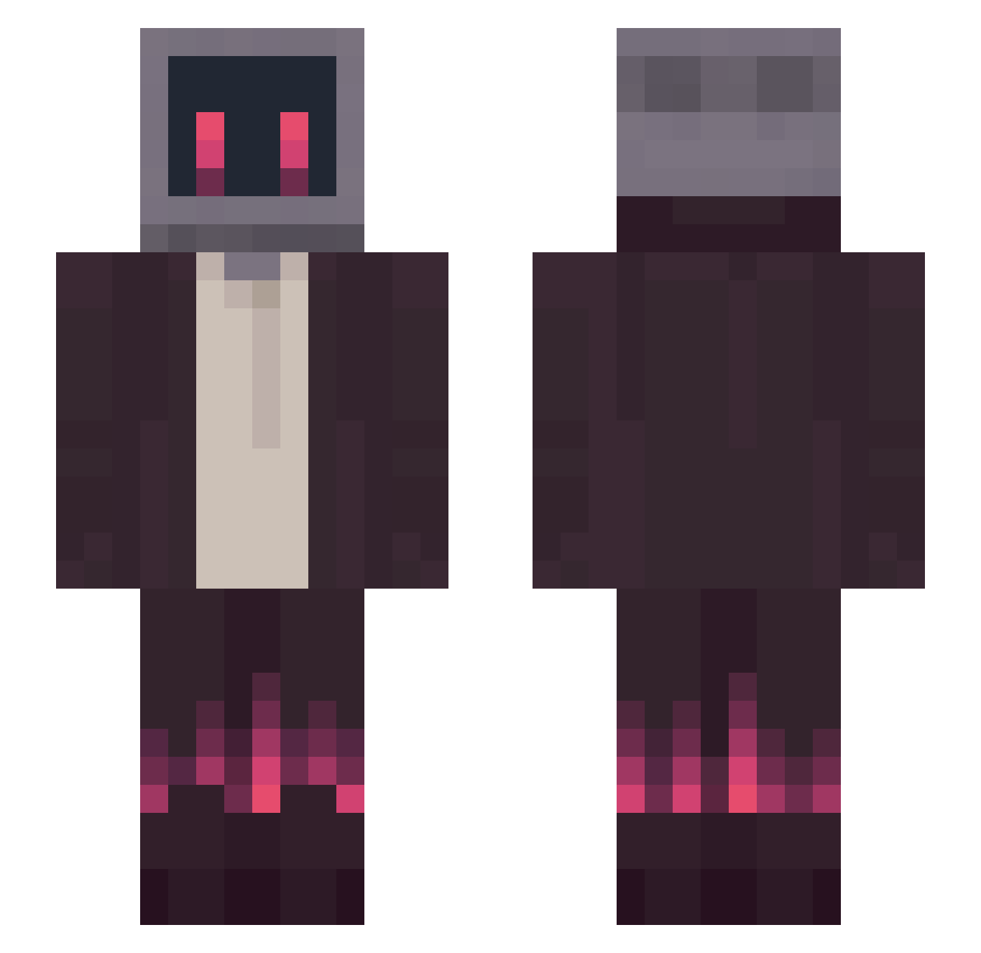 frossta Minecraft skin, front and back view