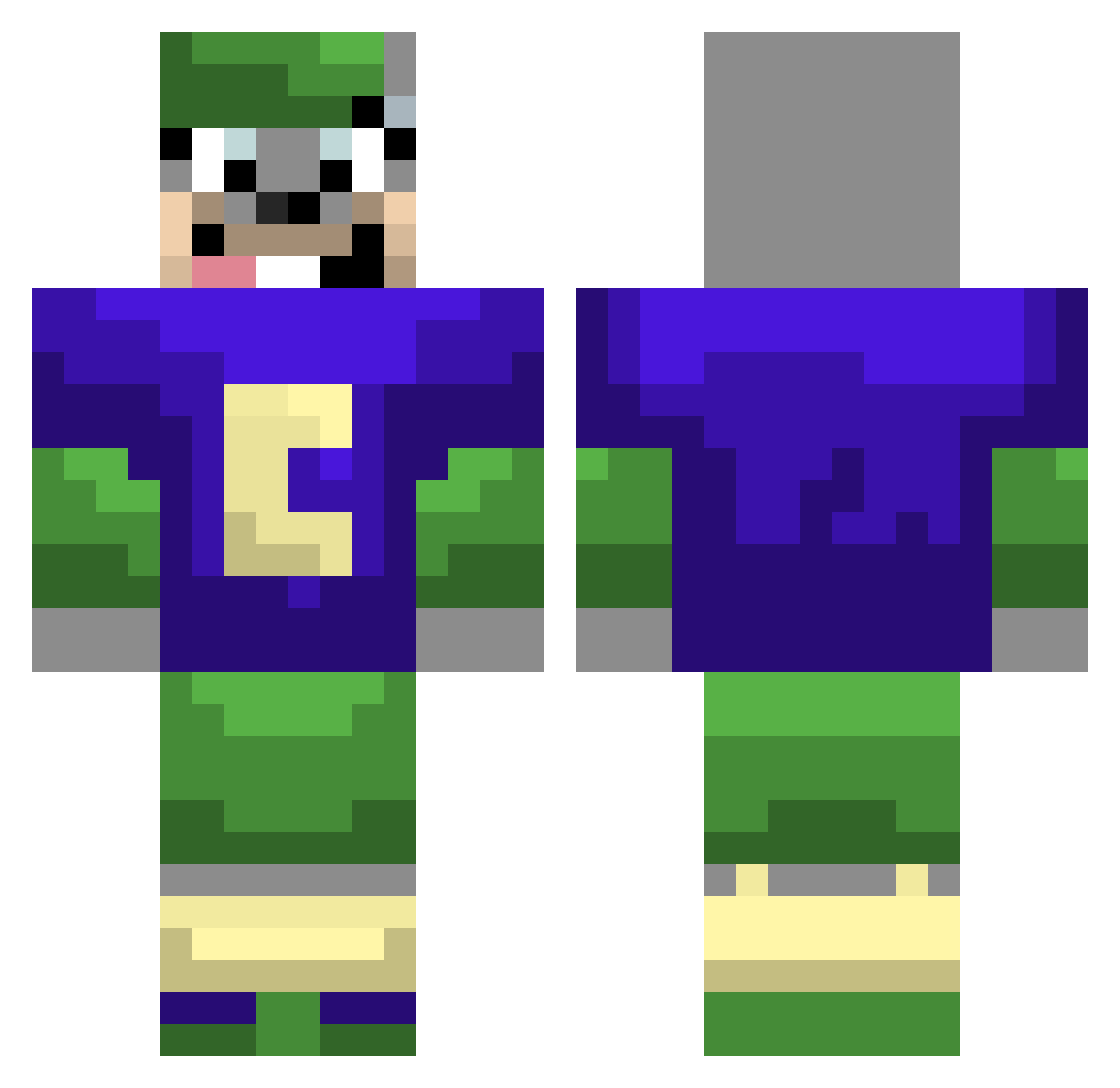 Pokediger1cool Minecraft skin, front and back view