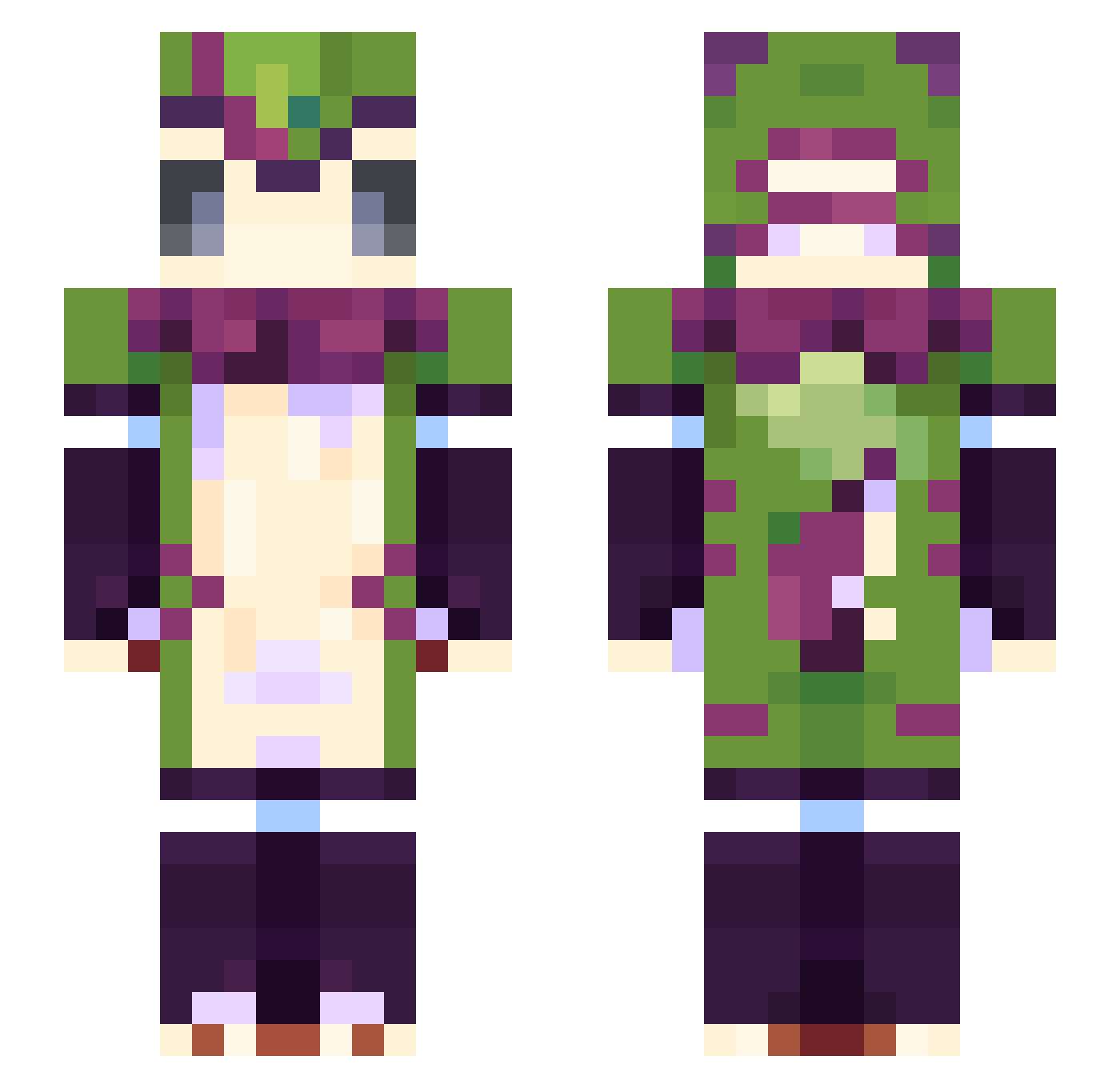 lunlyf Minecraft skin, front and back view