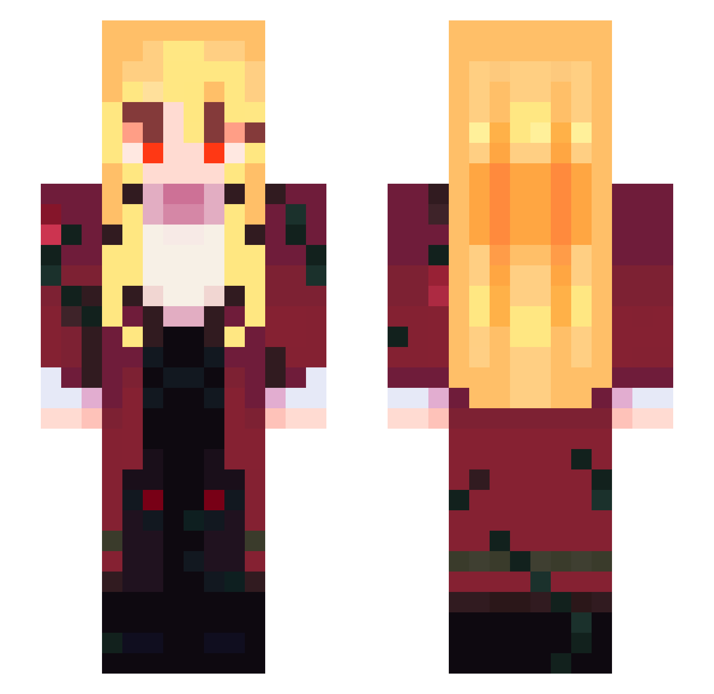TheRealLoji Minecraft skin, front and back view