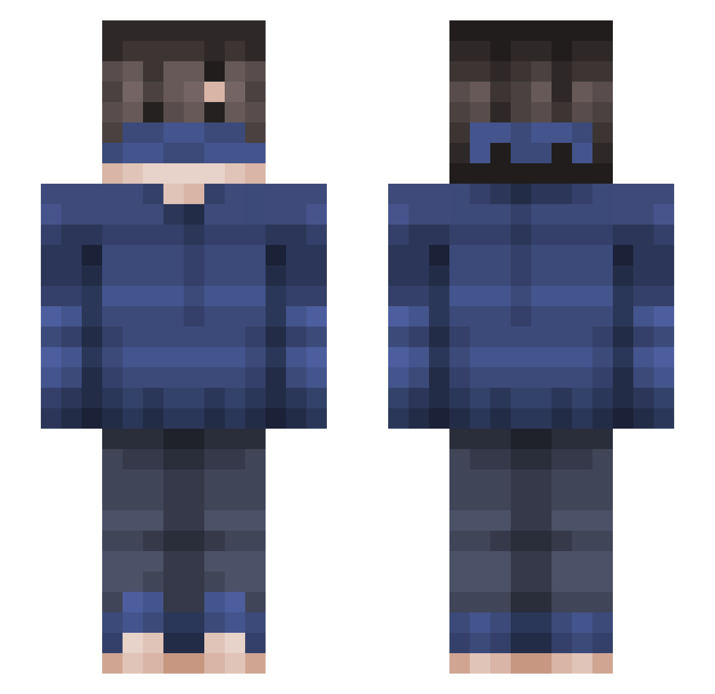 Rampyx Minecraft skin, front and back view