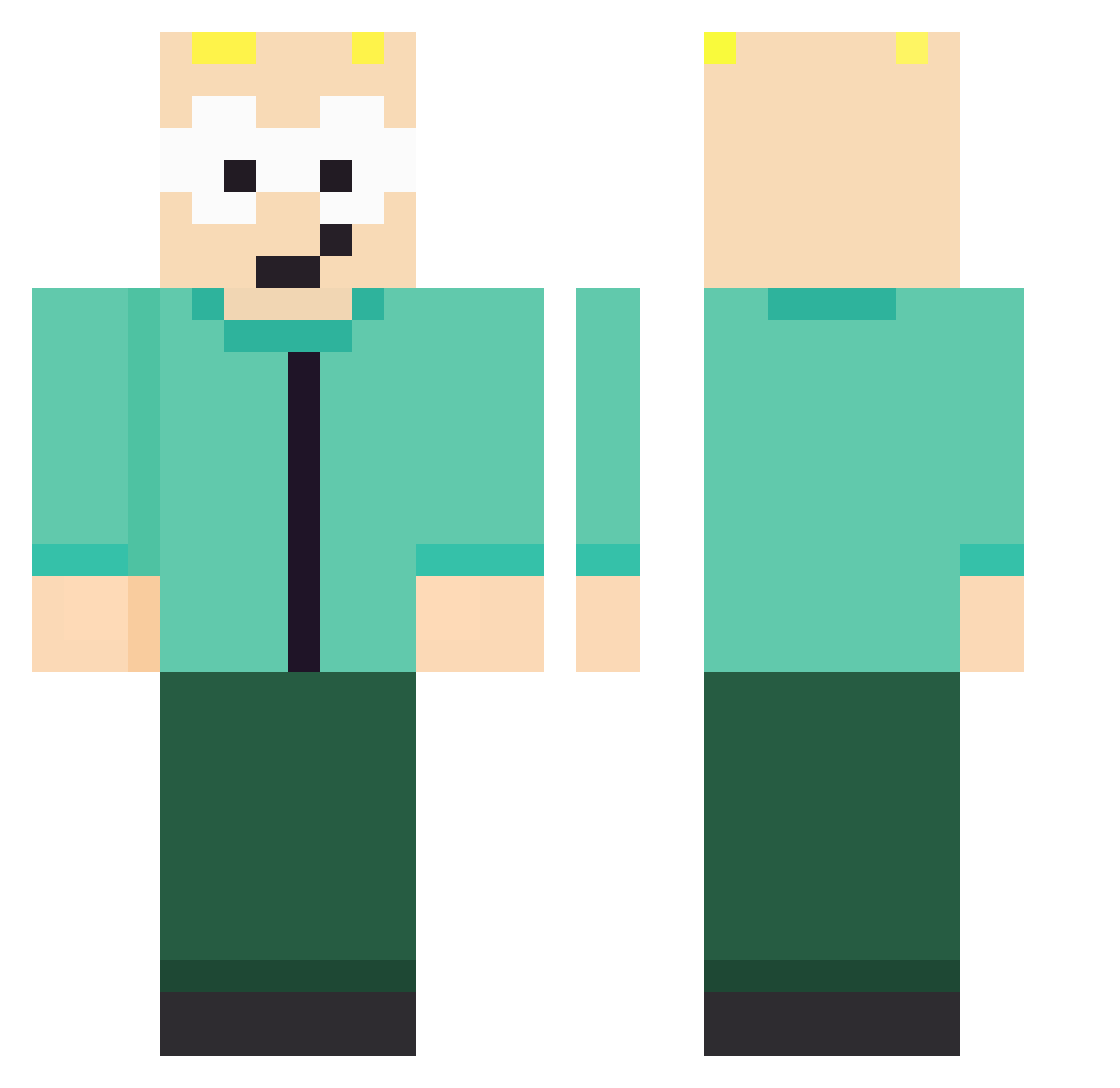 Meving Minecraft skin, front and back view