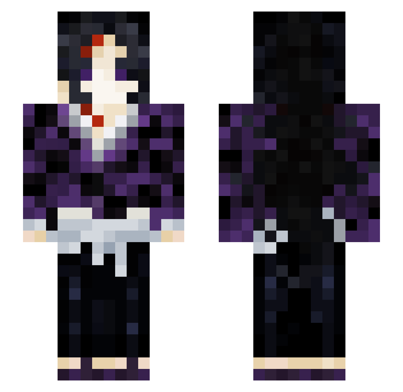 Oshiinera Minecraft skin, front and back view
